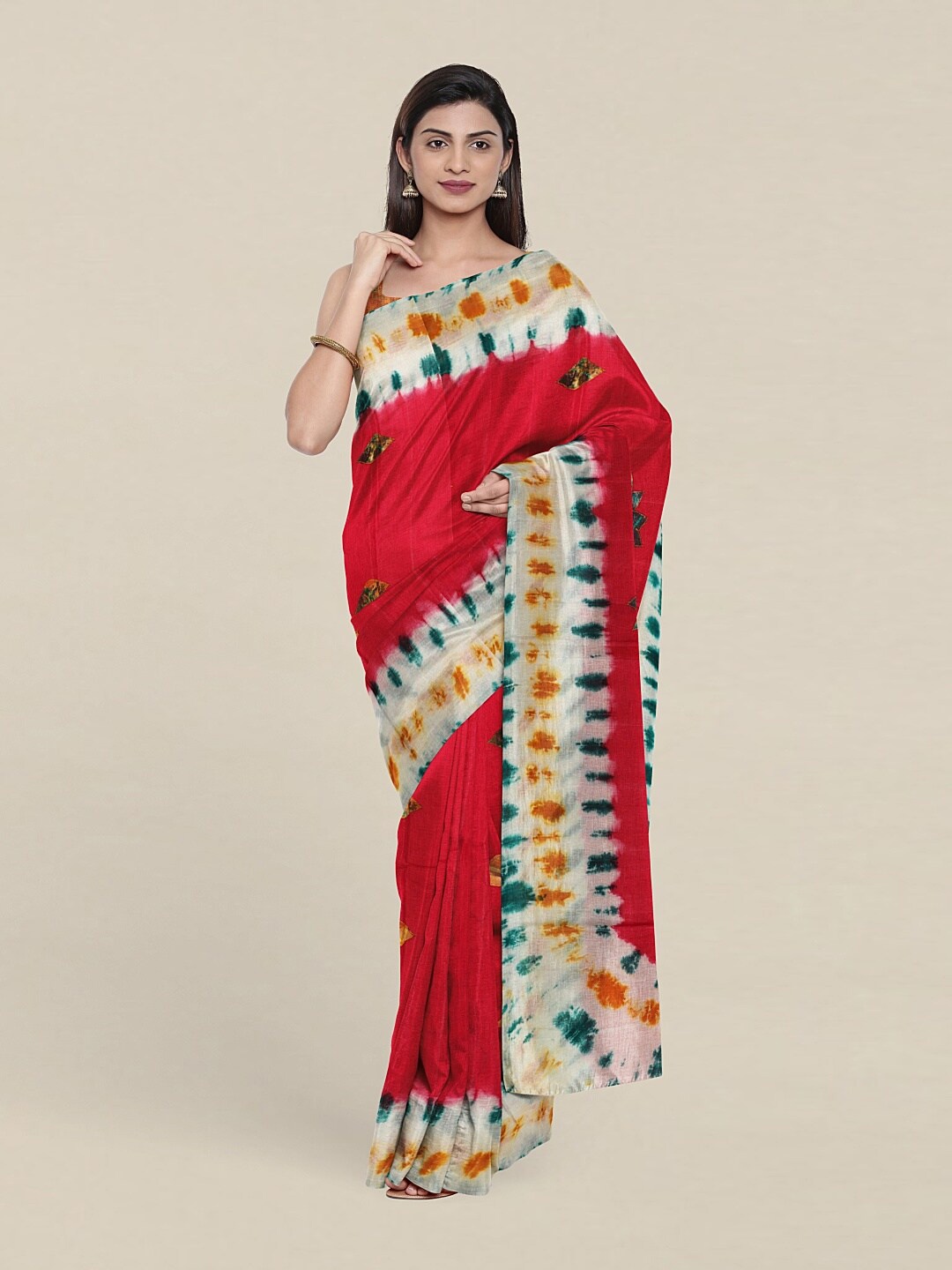 

Pothys Pink & Cream-Coloured Floral Pure Cotton Saree