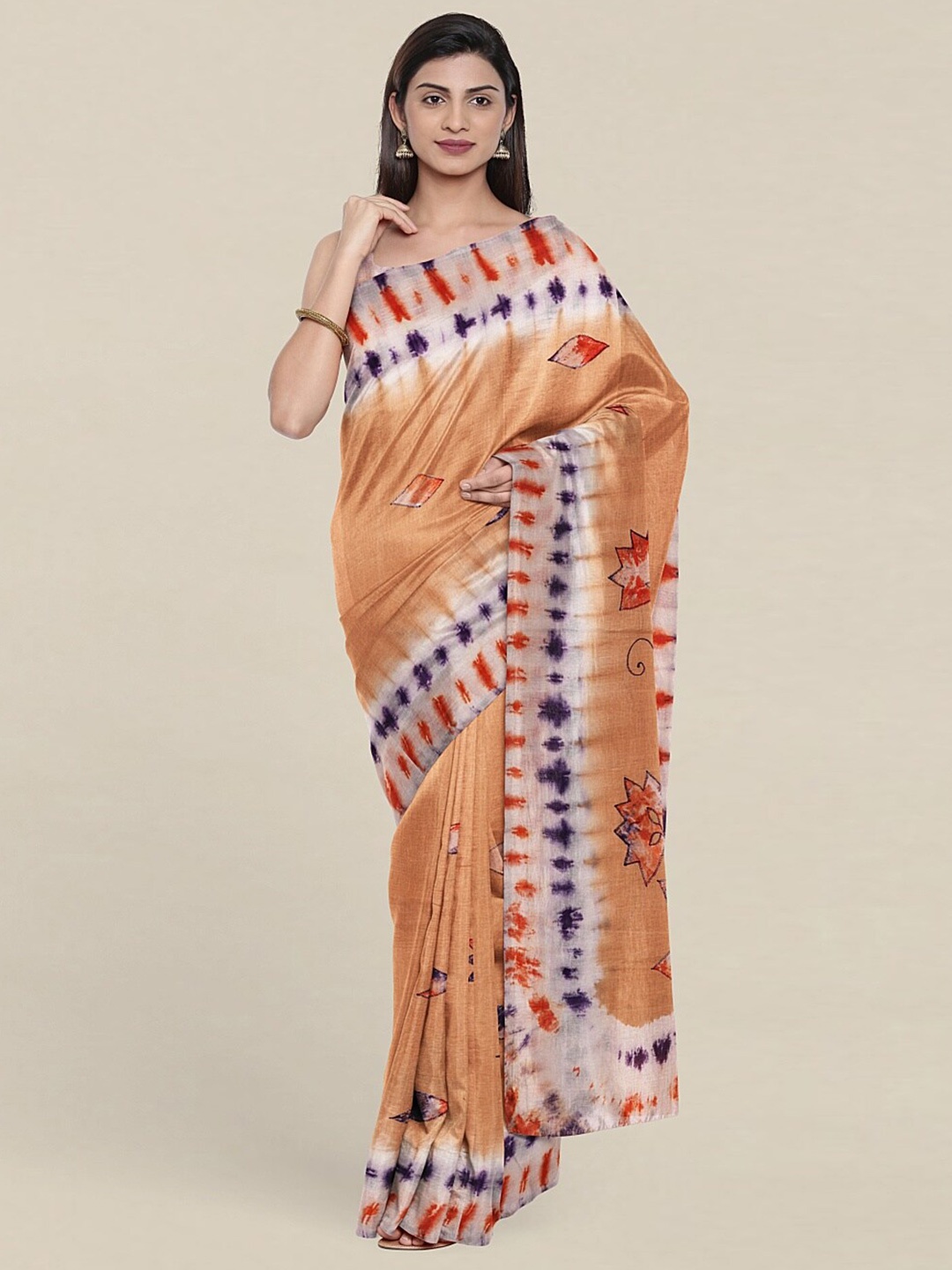 

Pothys Beige & Purple Floral Pure Cotton Saree