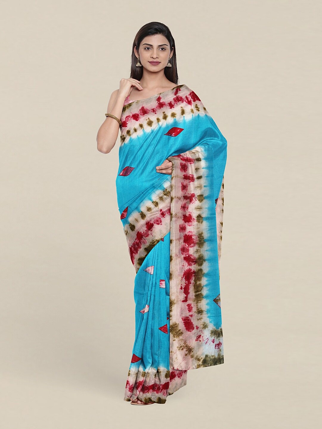 

Pothys Blue & Red Floral Pure Cotton Saree