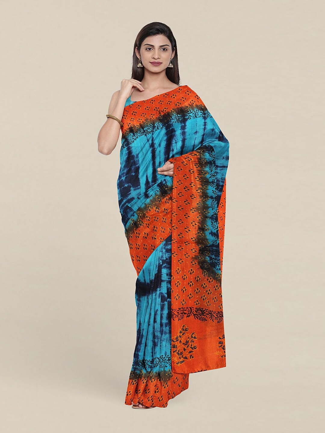 

Pothys Blue & Orange Pure Cotton Saree