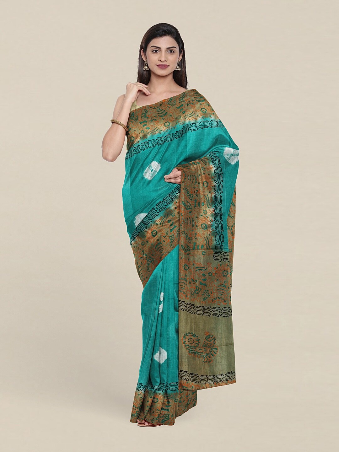 

Pothys Blue & White Bandhani Pure Cotton Saree