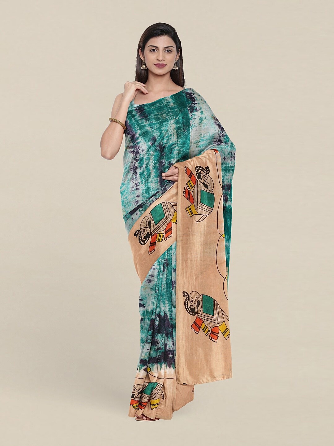 

Pothys Green & Beige Pure Cotton Saree