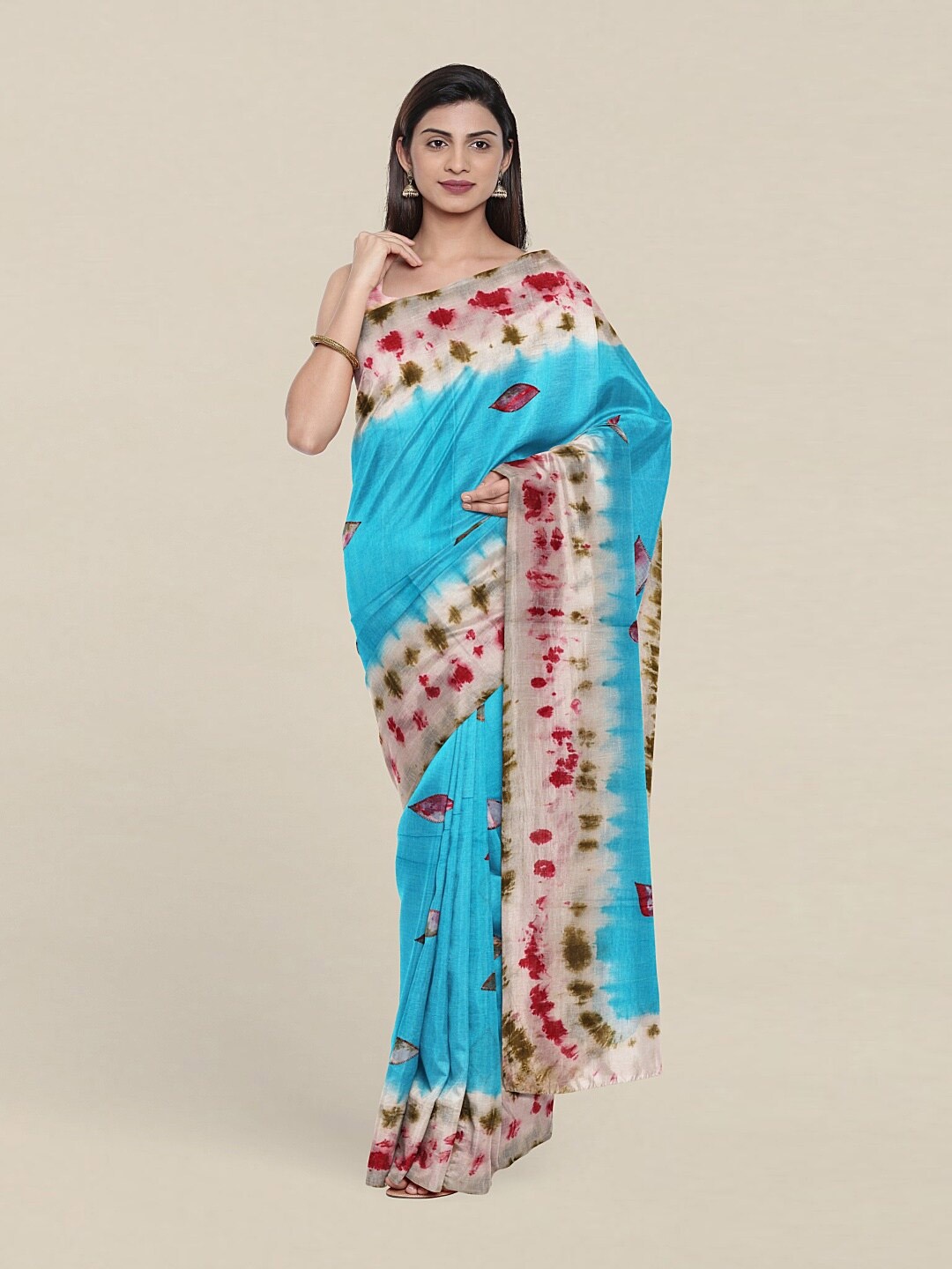 

Pothys Blue & Red Tie and Dye Pure Cotton Saree