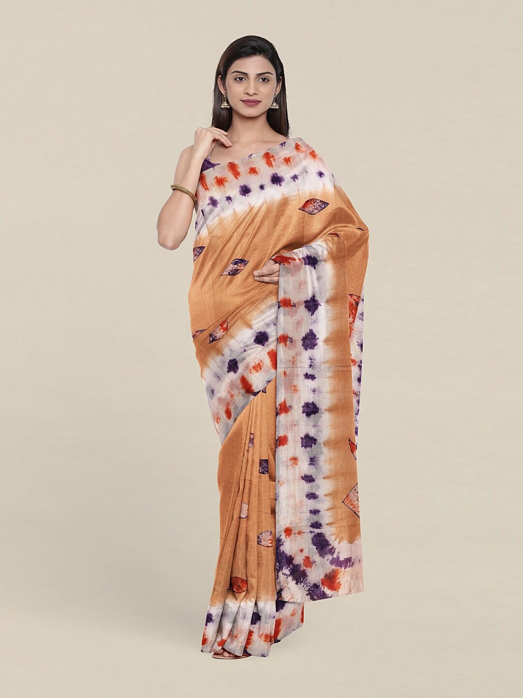 

Pothys Brown & Orange Tie and Dye Pure Cotton Saree