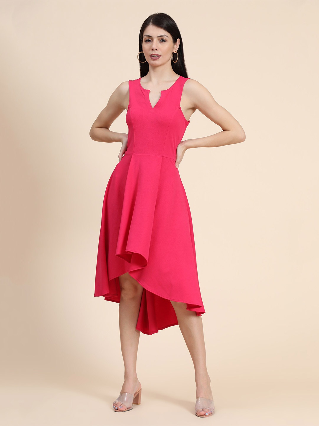 

KERI PERRY Women Pink Solid High Low Dress