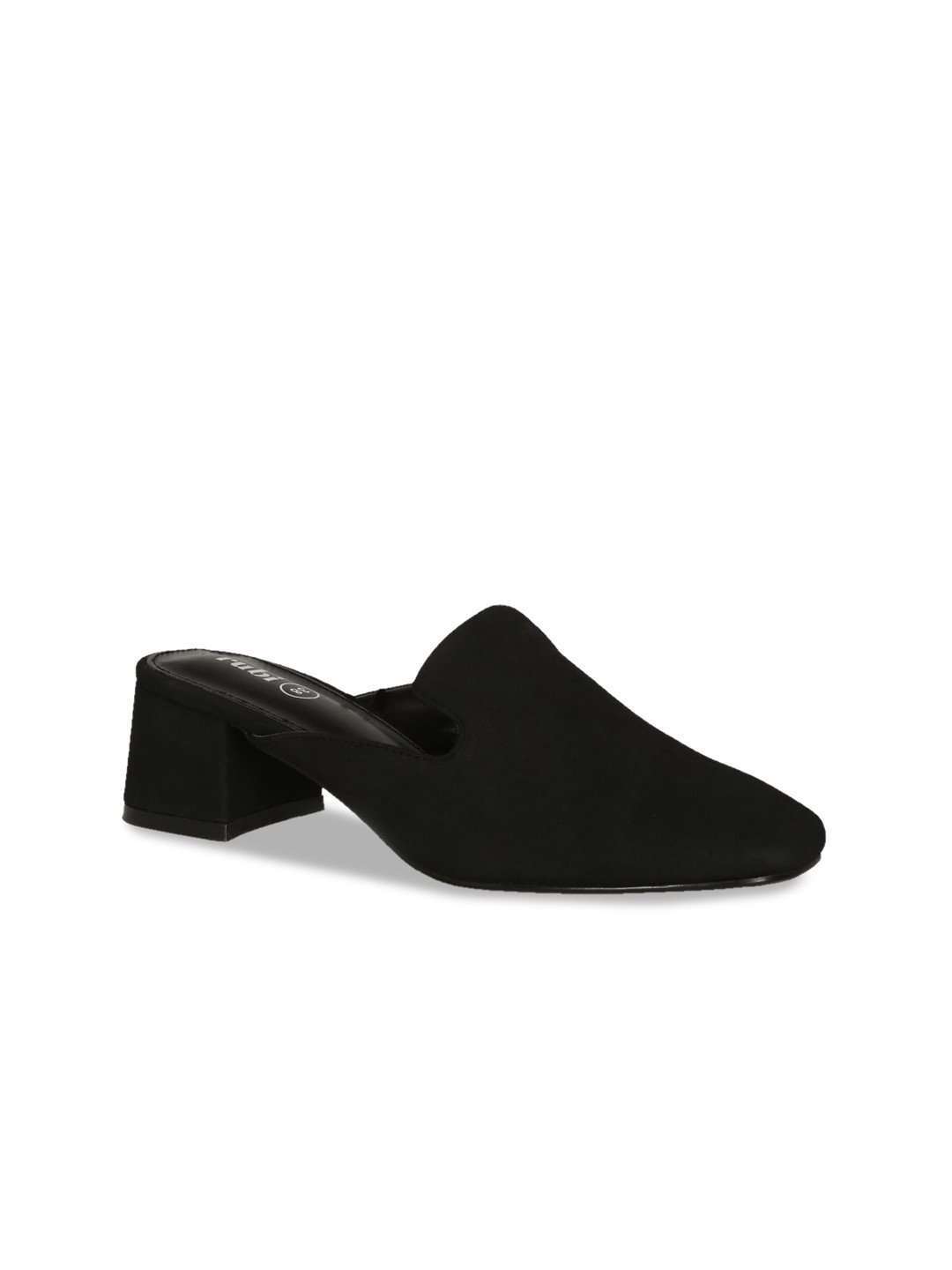 

rubi Black Textured PU Block Mule Heels