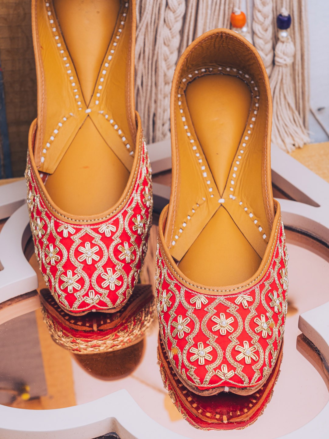 

NR By Nidhi Rathi Women Red Mojaris Flats
