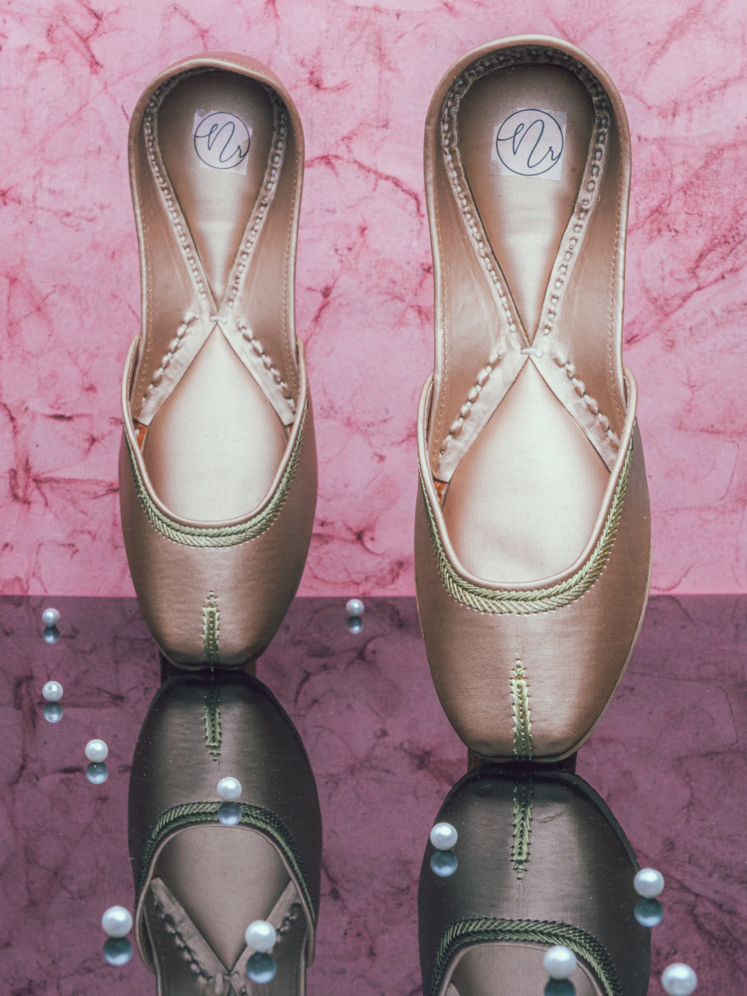 

NR By Nidhi Rathi Women Rose Gold Ethnic Mojaris Flats