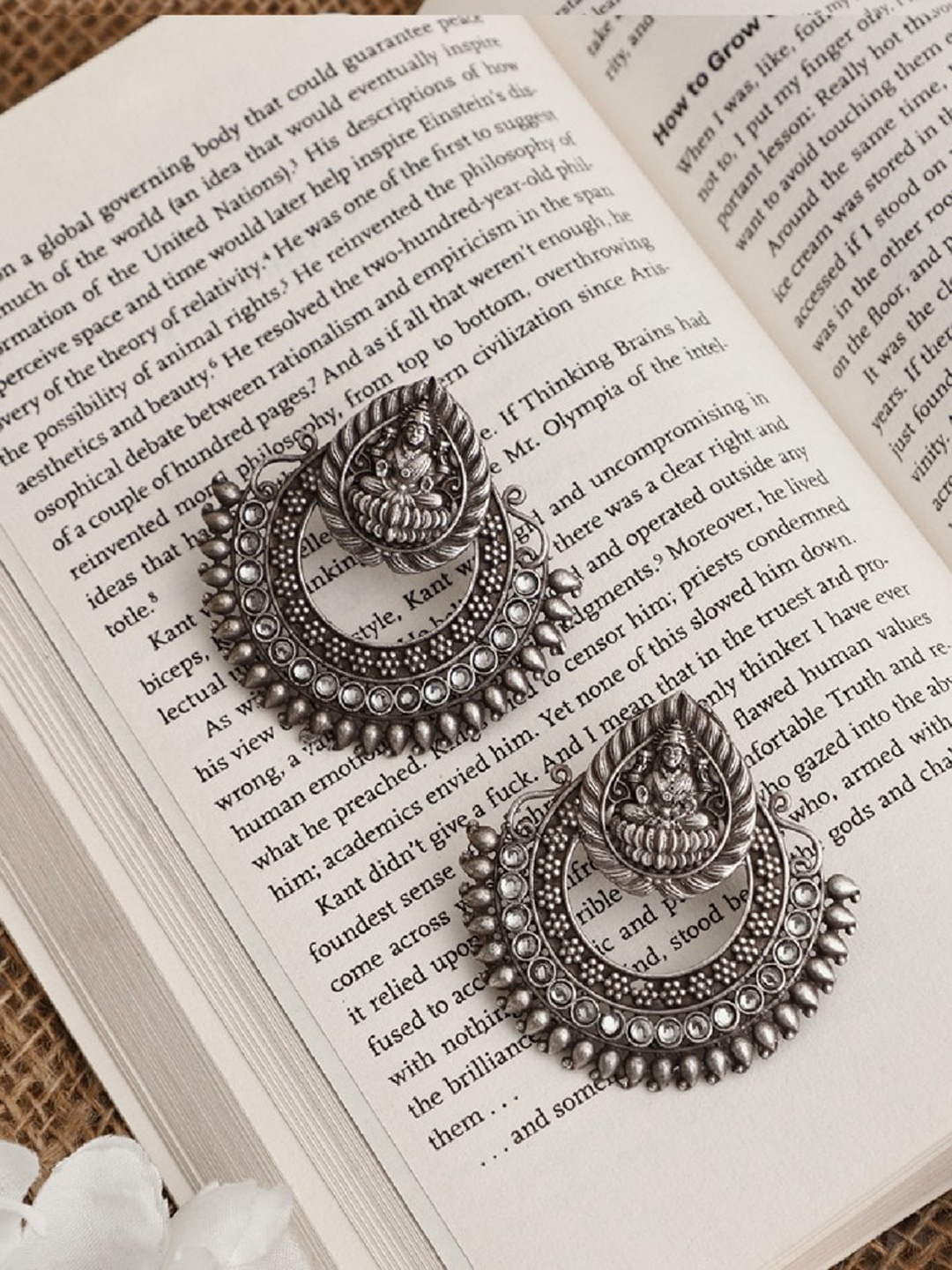 

VENI Silver-Toned Contemporary Chandbalis Earrings