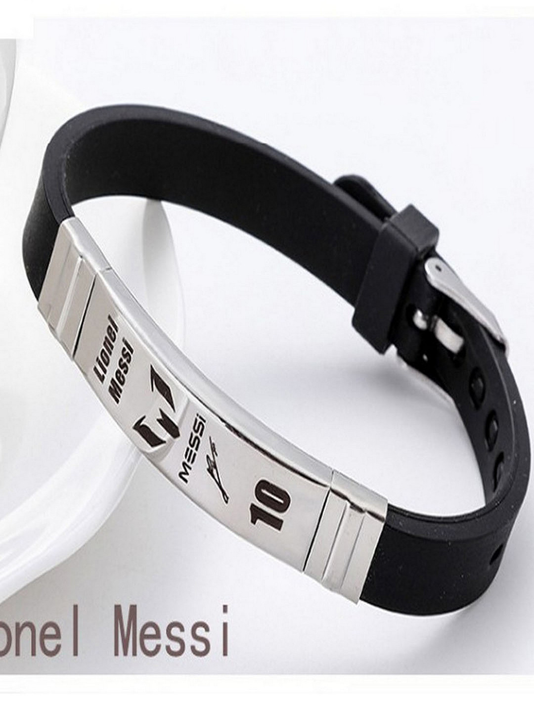 

UNIVERSITY TRENDZ Unisex Black Bracelet, Silver