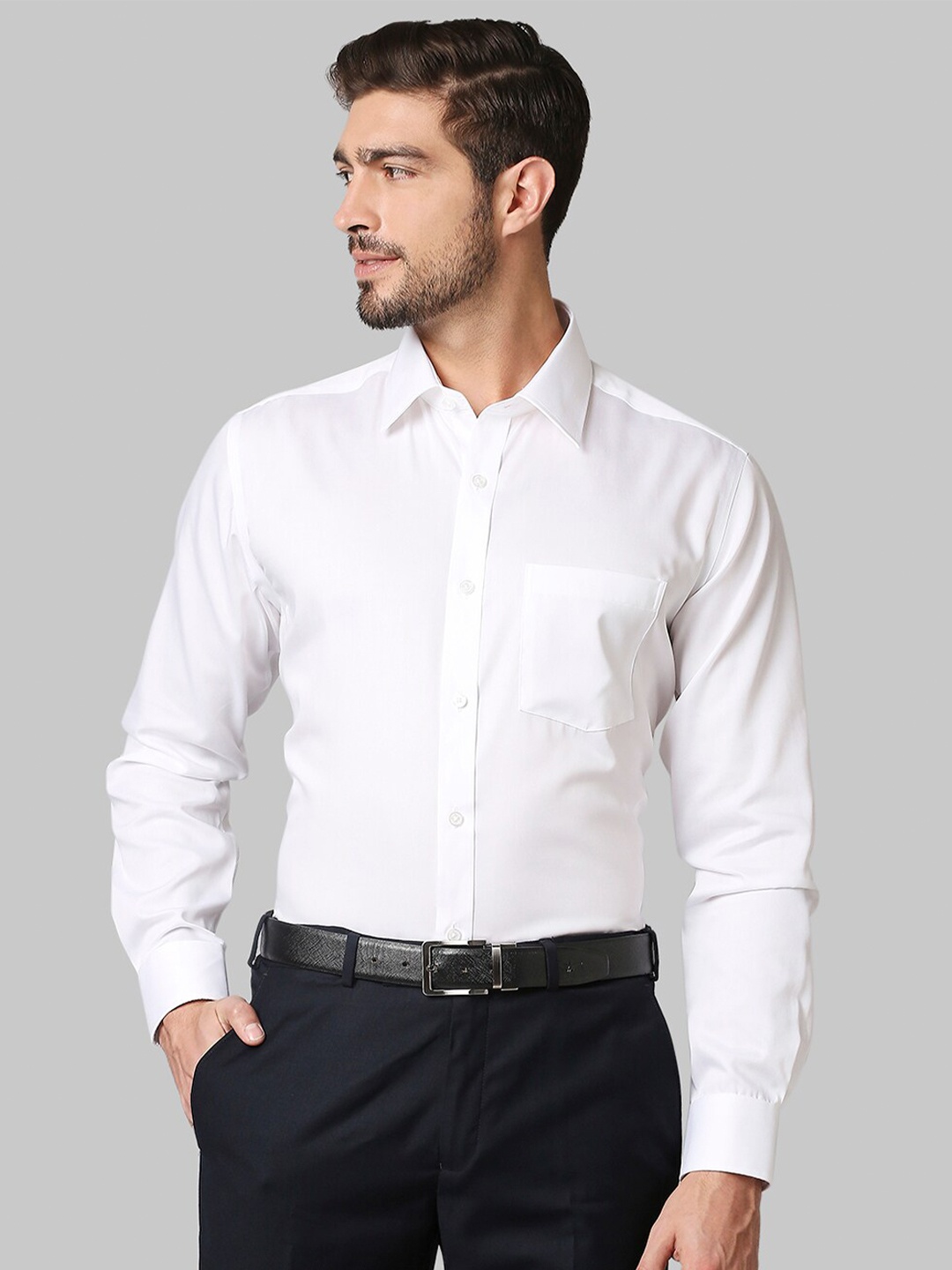 

Park Avenue Men White Solid Cotton Formal Shirt