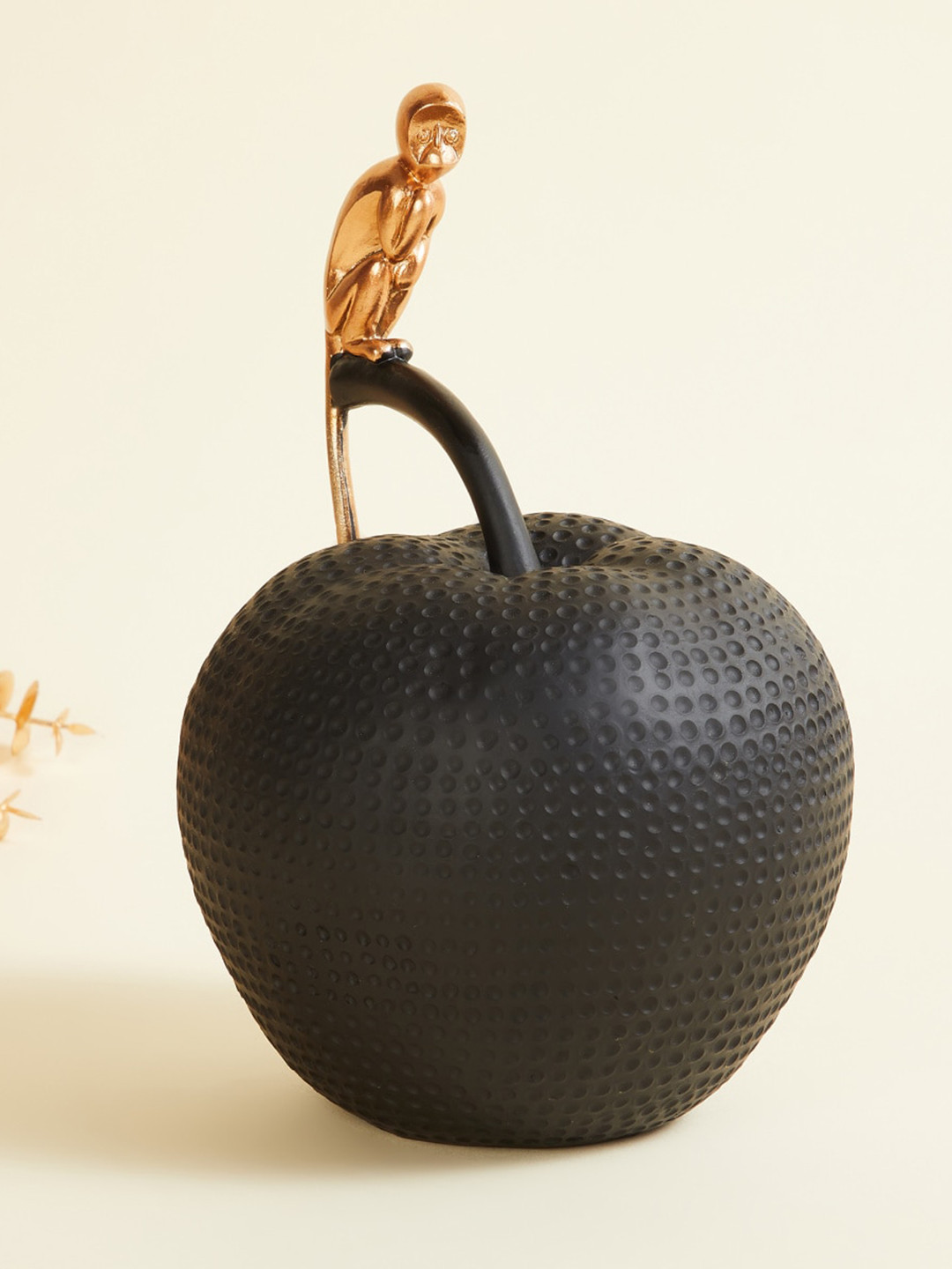 

Home Centre Black & Gold-Toned Textured Polyresin Monkey on Apple Figurine Showpiece