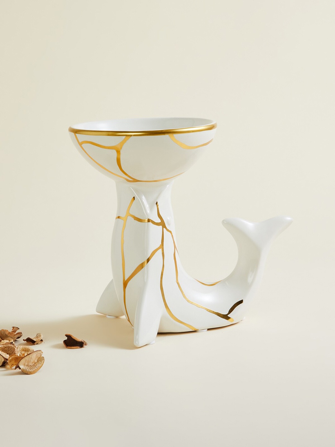 

Home Centre White Dolphin Ceramic Table Accent Showpieces, Multi