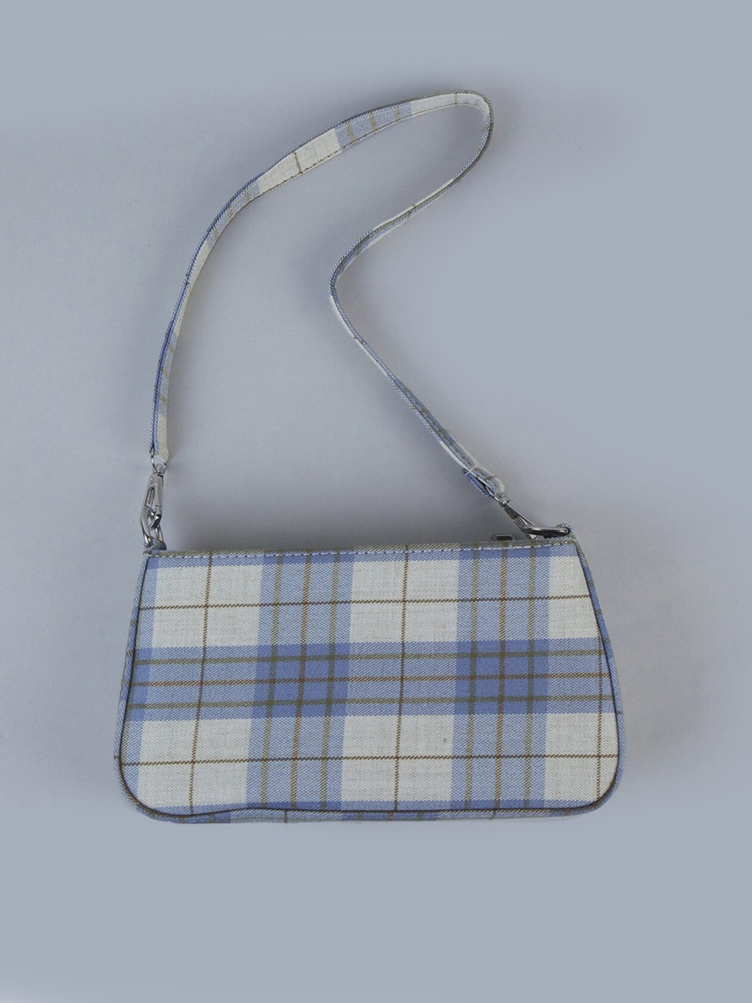 

THESTO Blue Checked PU Structured Handheld Bag