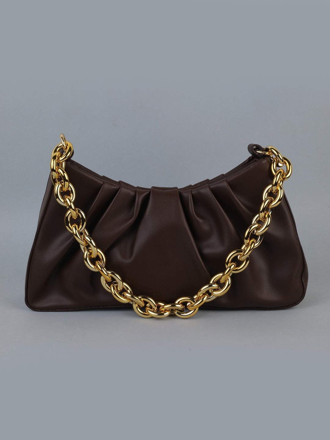 

THESTO Brown PU Swagger Handheld Bag with Quilted