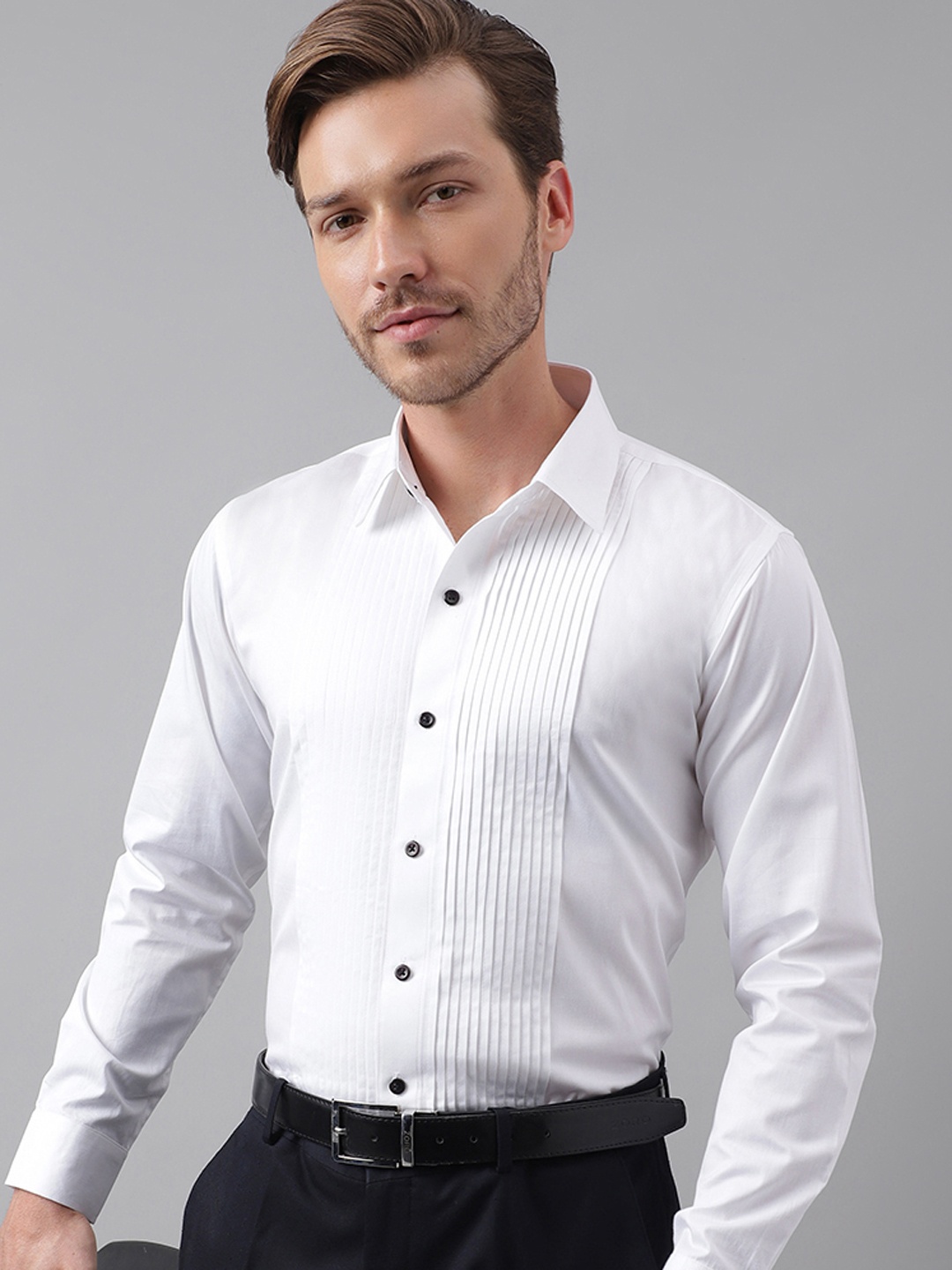 

Hancock Men White Slim Fit Tuxedo Shirts