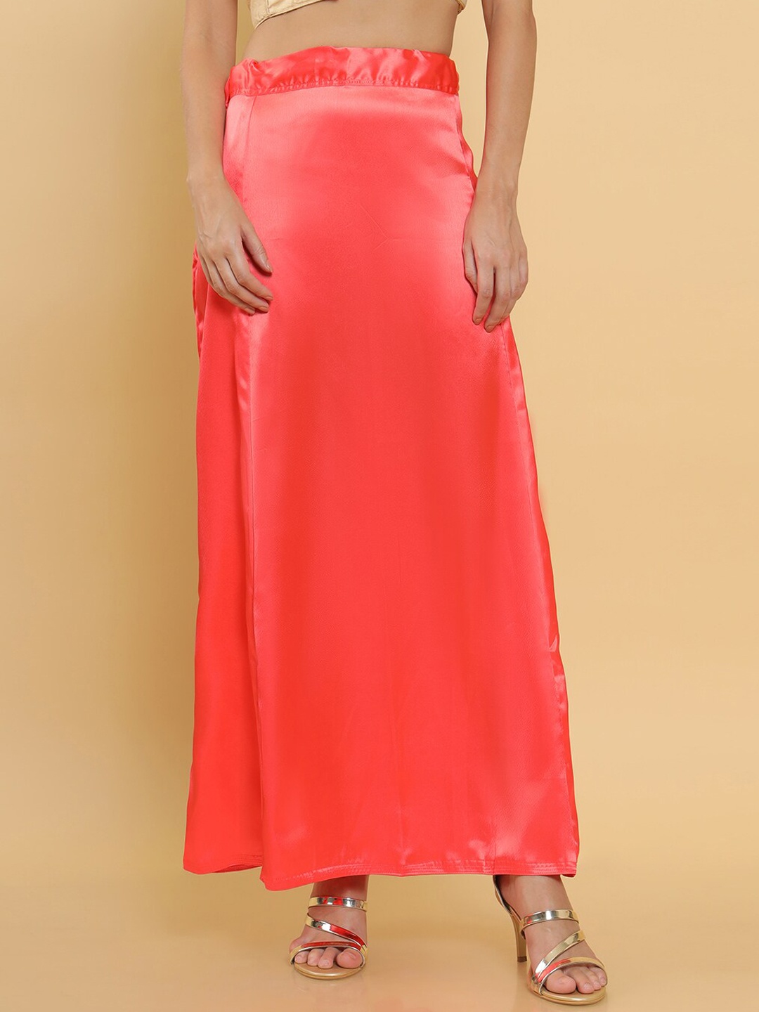 

Soch Women Coral Orange Satin Petticoat