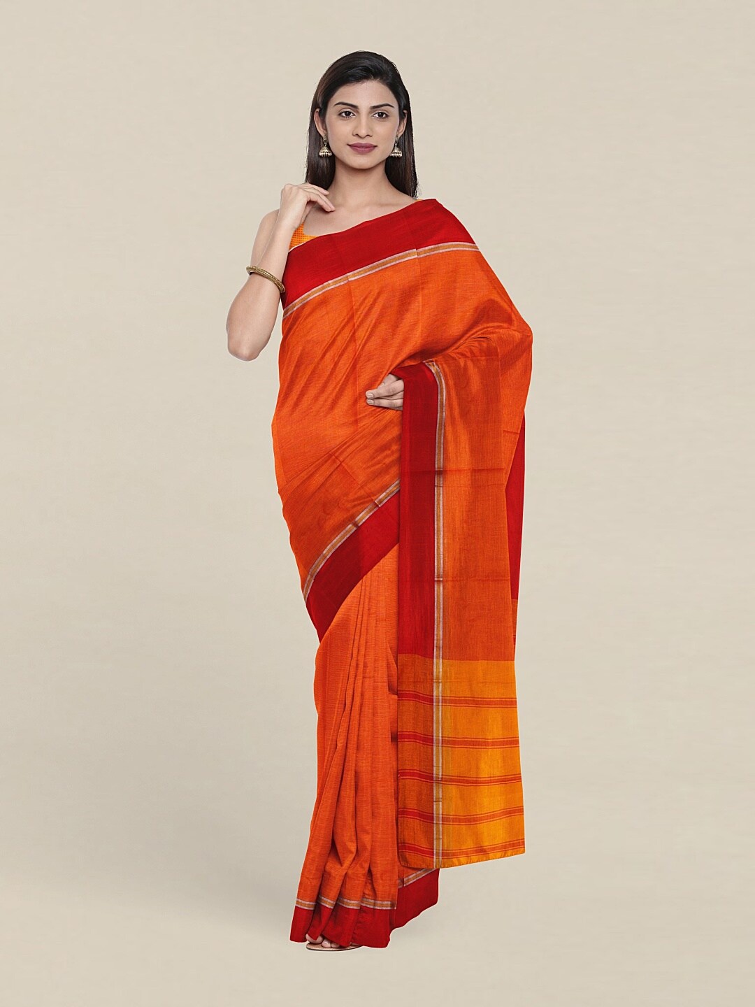 

Pothys Orange & Red Pure Cotton Saree