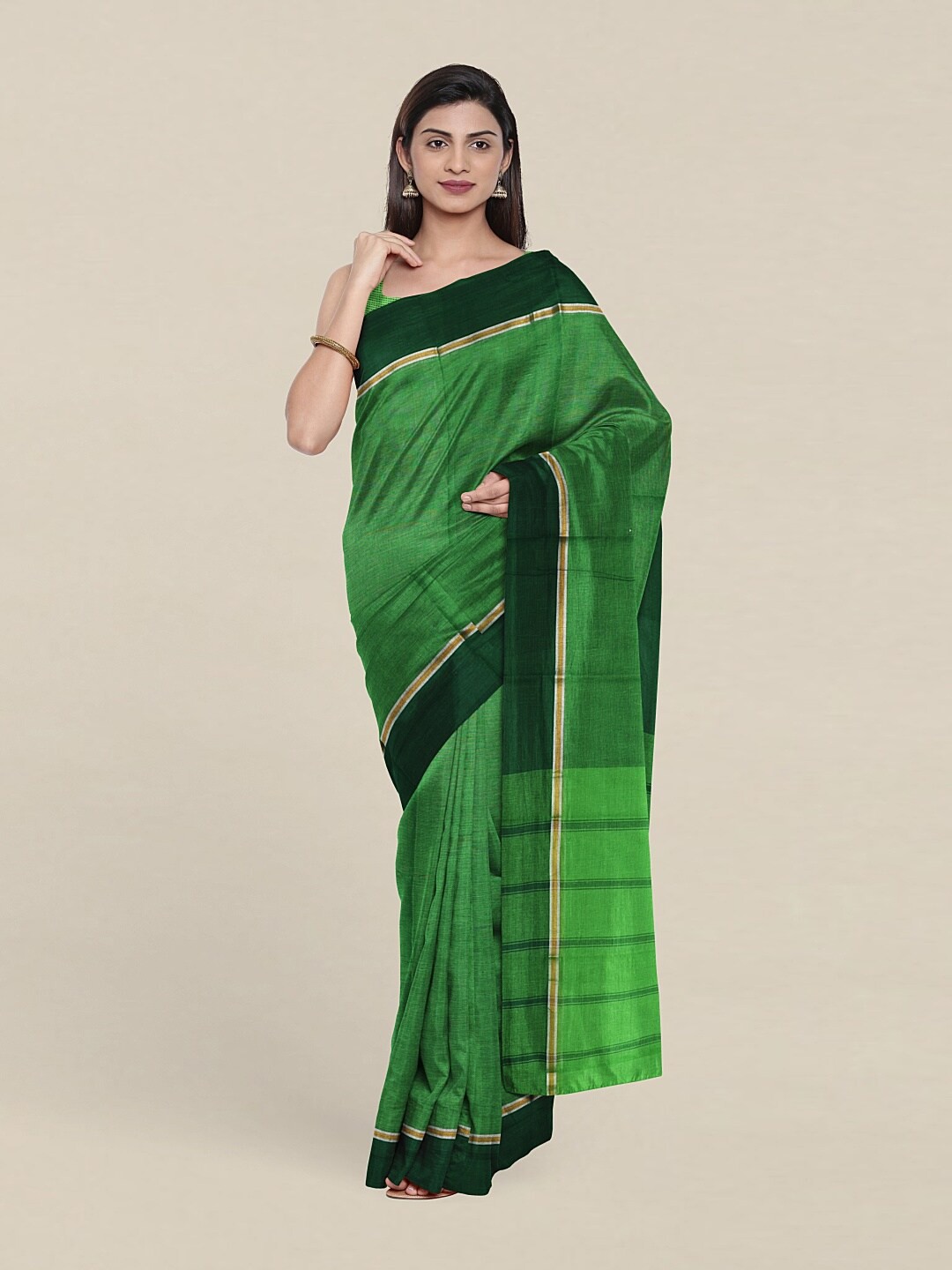 

Pothys Green & Gold-Toned Pure Cotton Saree