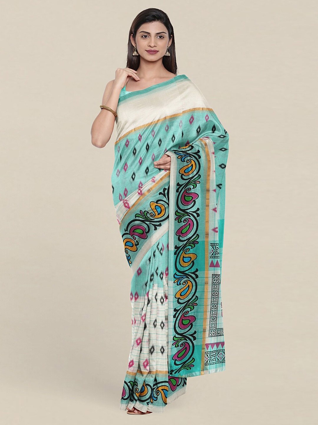 

Pothys White & Black Ethnic Motifs Pure Cotton Saree