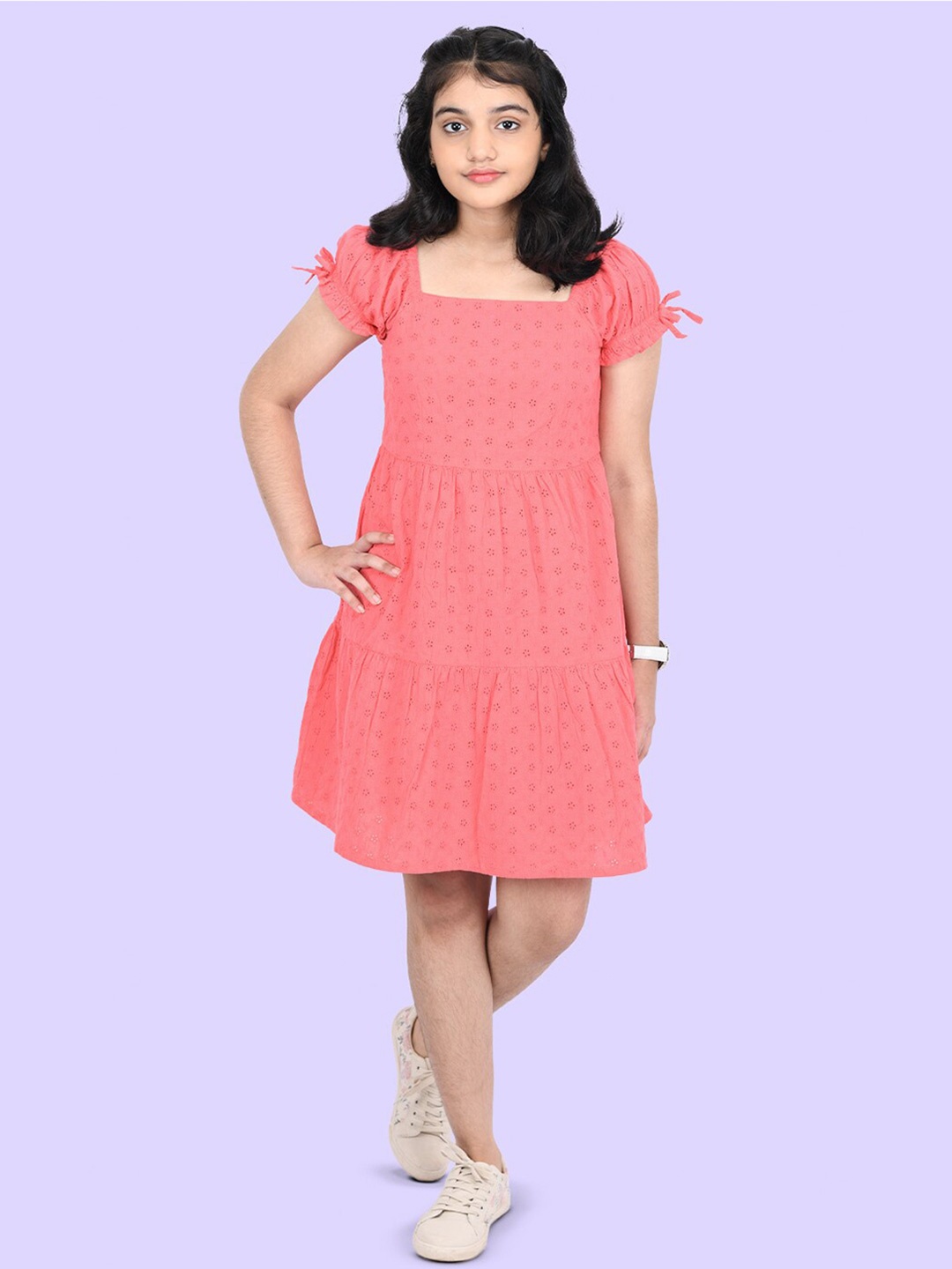 

Zalio Pink Schiffli Fit & Flare Dress