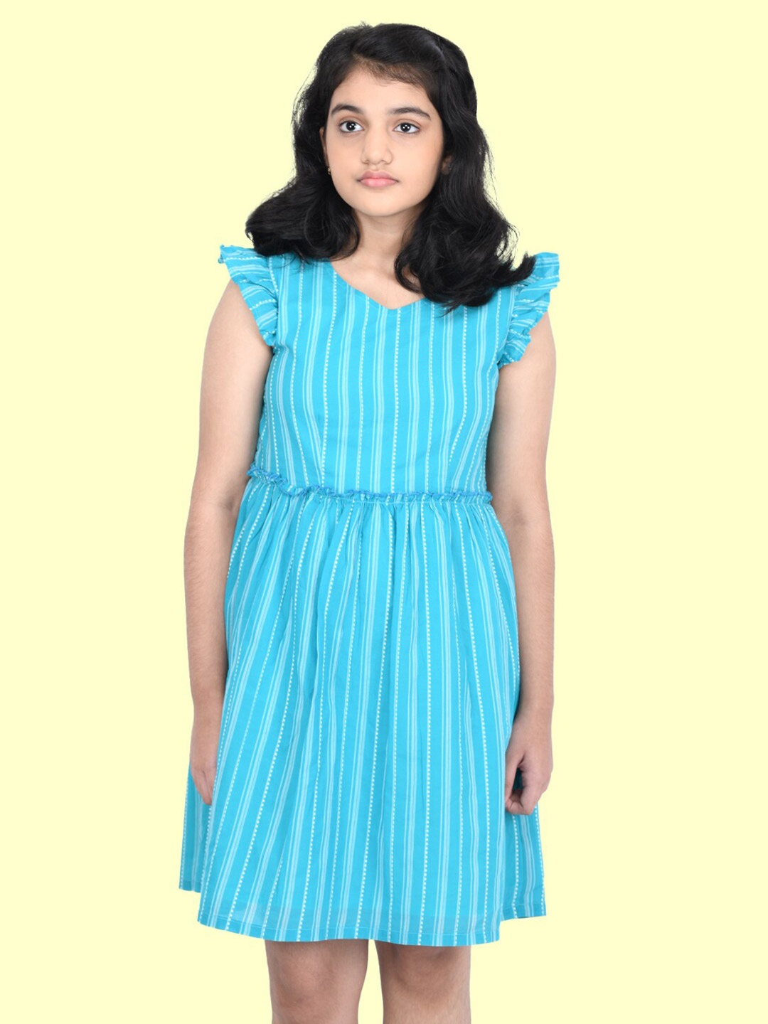 

Zalio Girls Turquoise Blue Striped Dress
