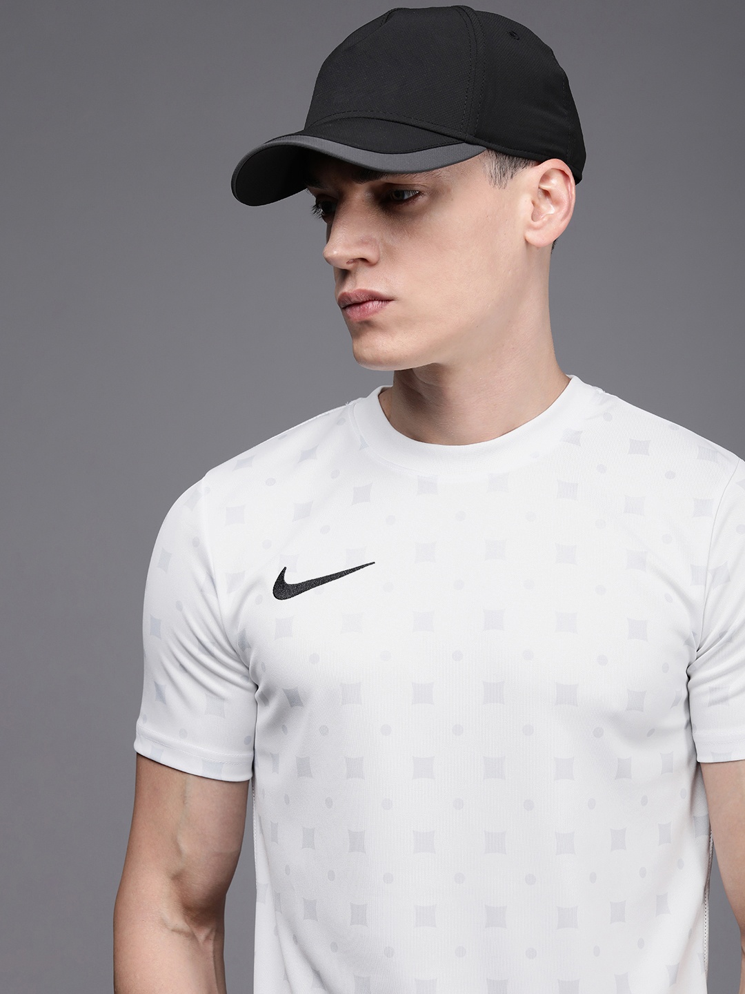 

Nike Men White Printed Dri-FIT FC LIBERO TOP SS GX Slim Fit Football T-shirt