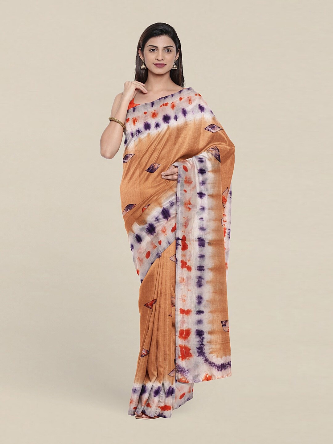 

Pothys Beige & Navy Blue Floral Pure Cotton Saree