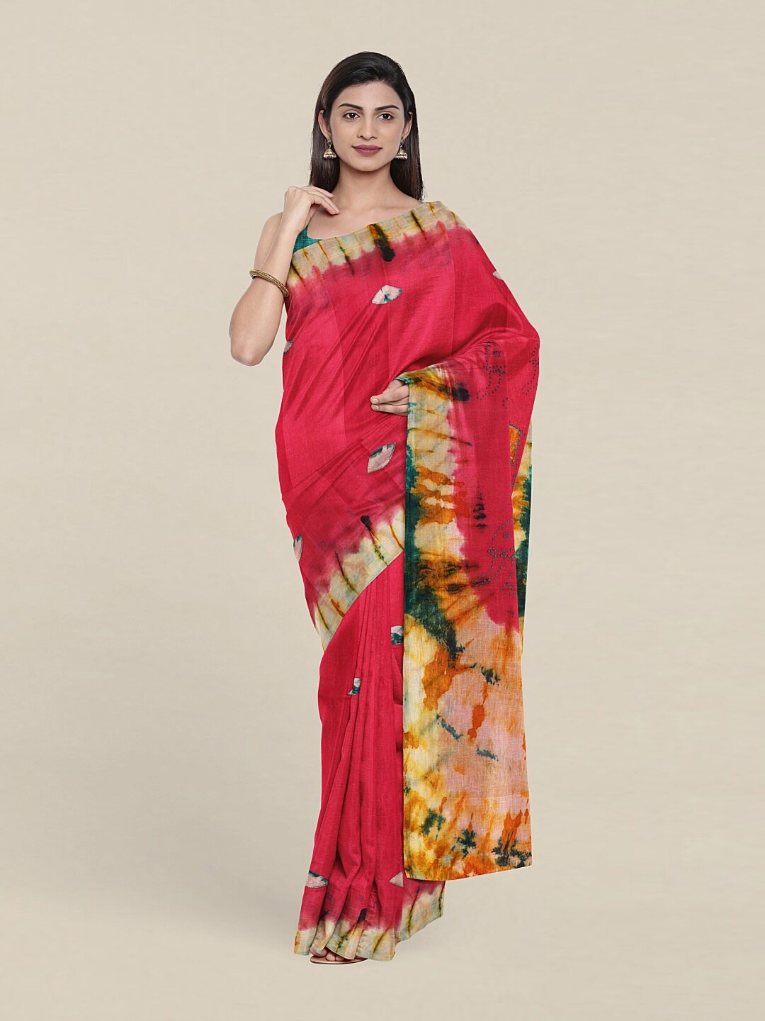 

Pothys Pink & Green Pure Cotton Saree
