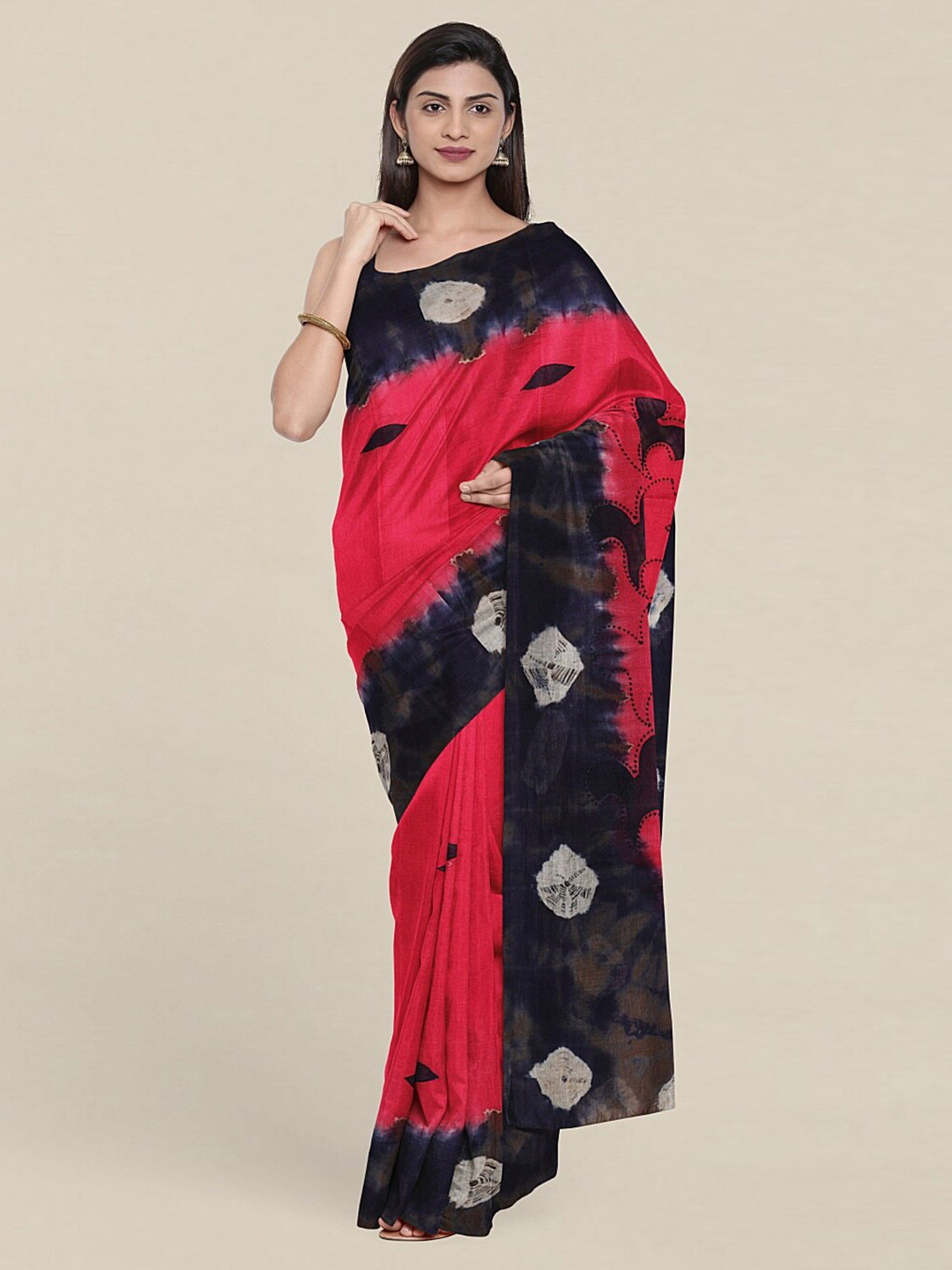 

Pothys Pink & Black Pure Cotton Saree