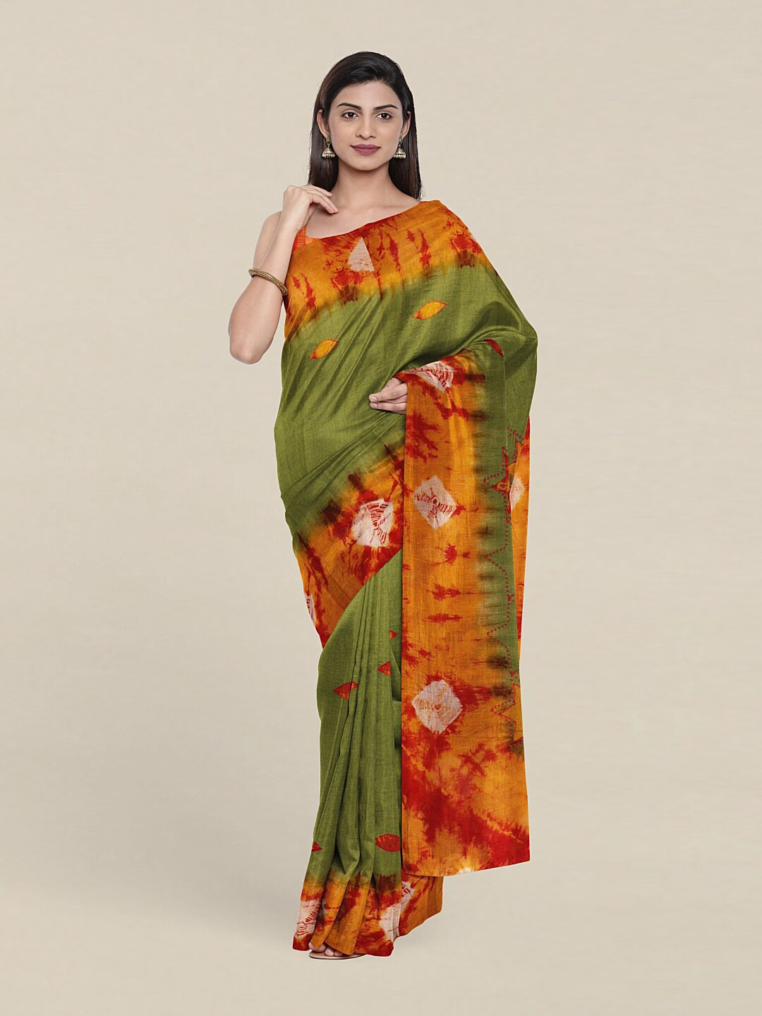 

Pothys Green & Orange Pure Cotton Saree