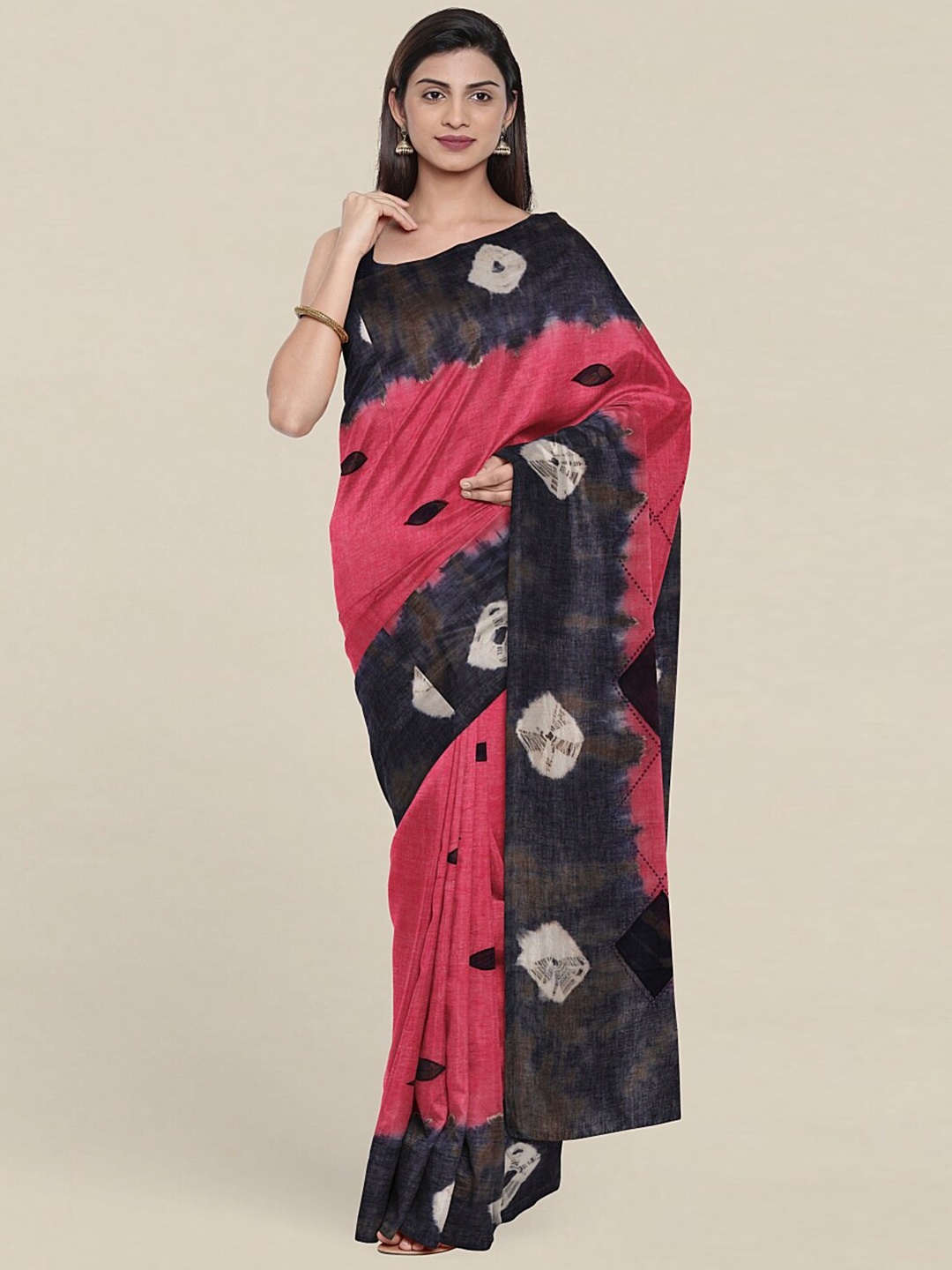 

Pothys Pink & White Batik Pure Cotton Saree