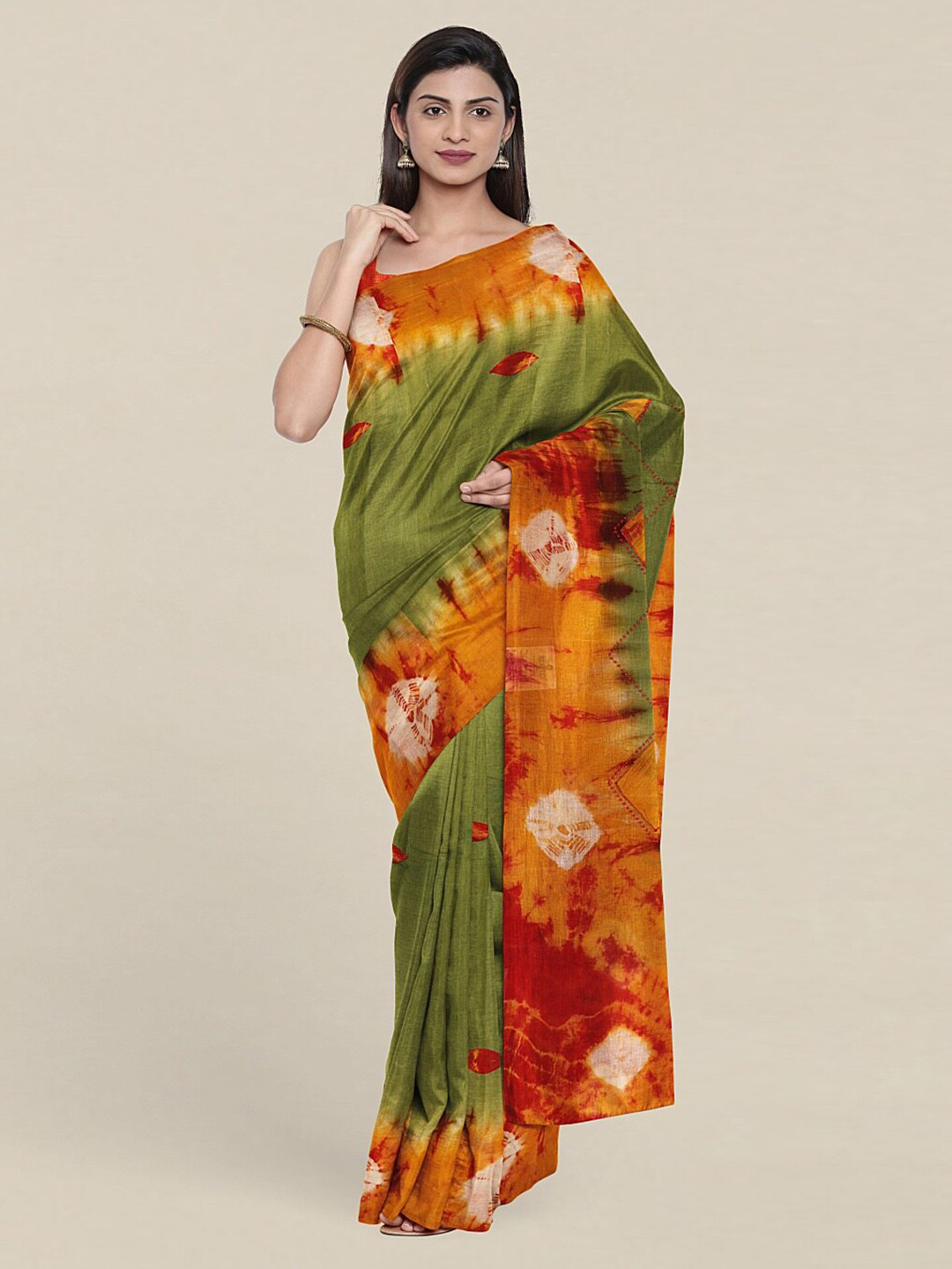 

Pothys Green & Orange Pure Cotton Saree