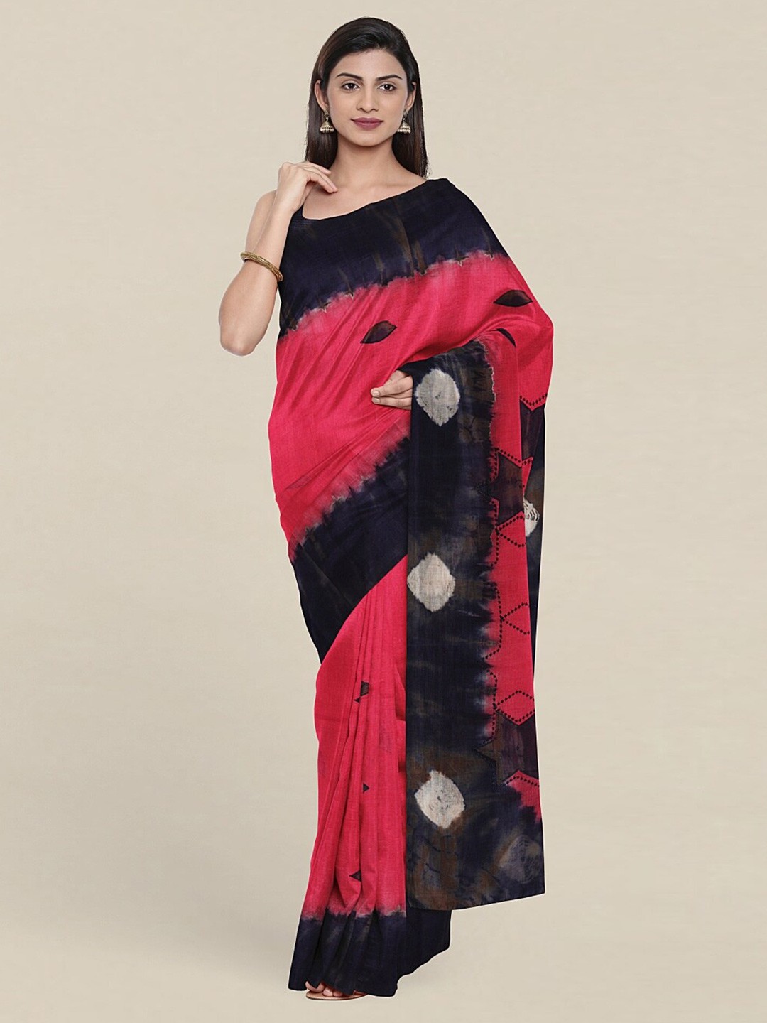 

Pothys Pink & White Batik Pure Cotton Saree