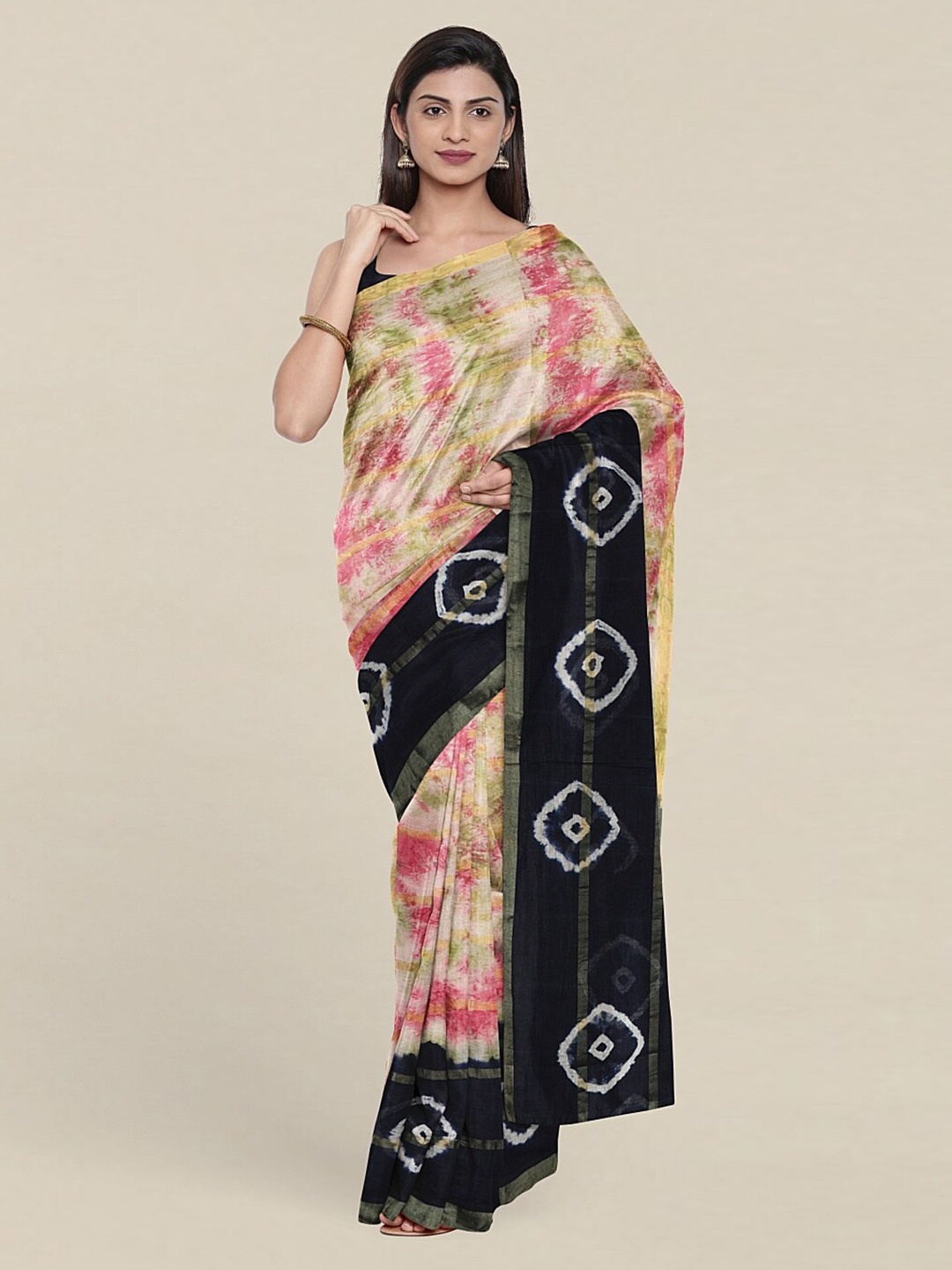 

Pothys Pink & Black Printed Pure Cotton Saree