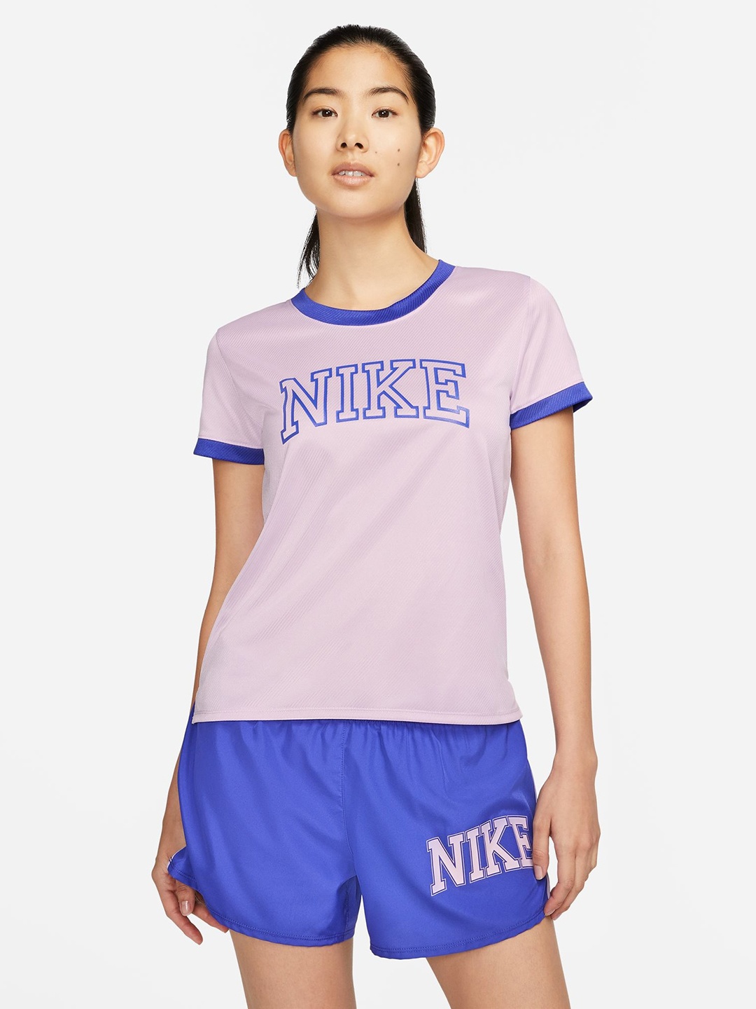 

Nike Purple Dri-Fit SWOOSH RUN Brand Logo Print Top