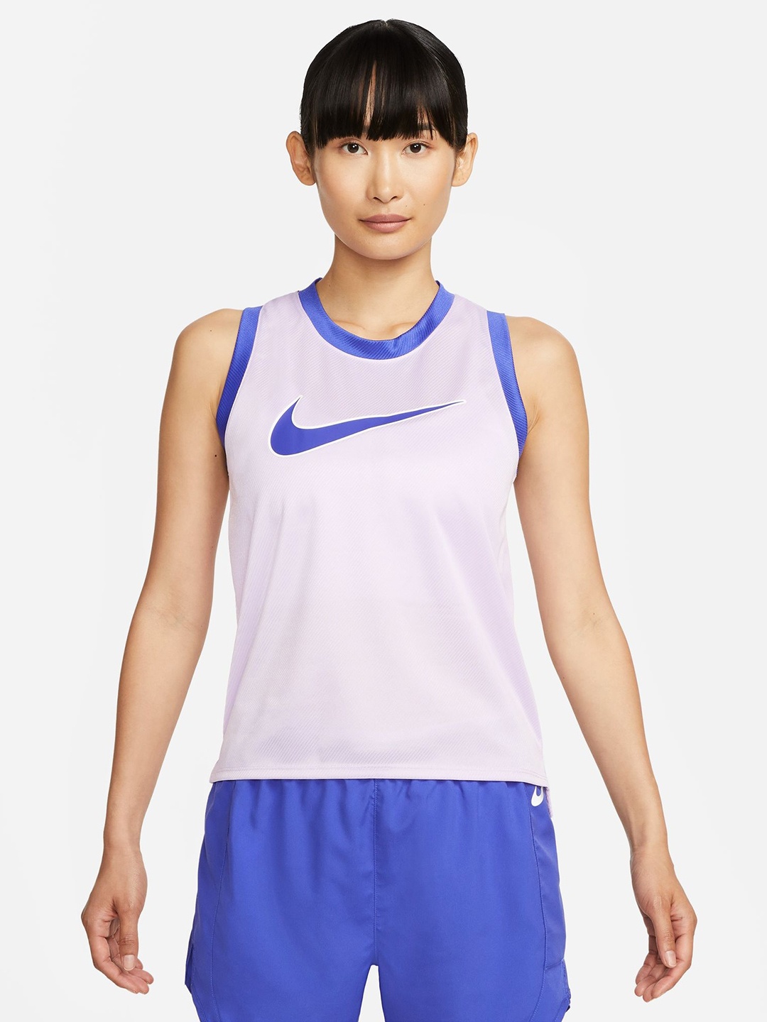 

Nike Purple Dri-Fit SWOOSH RUN Brand Logo Print Tank Top