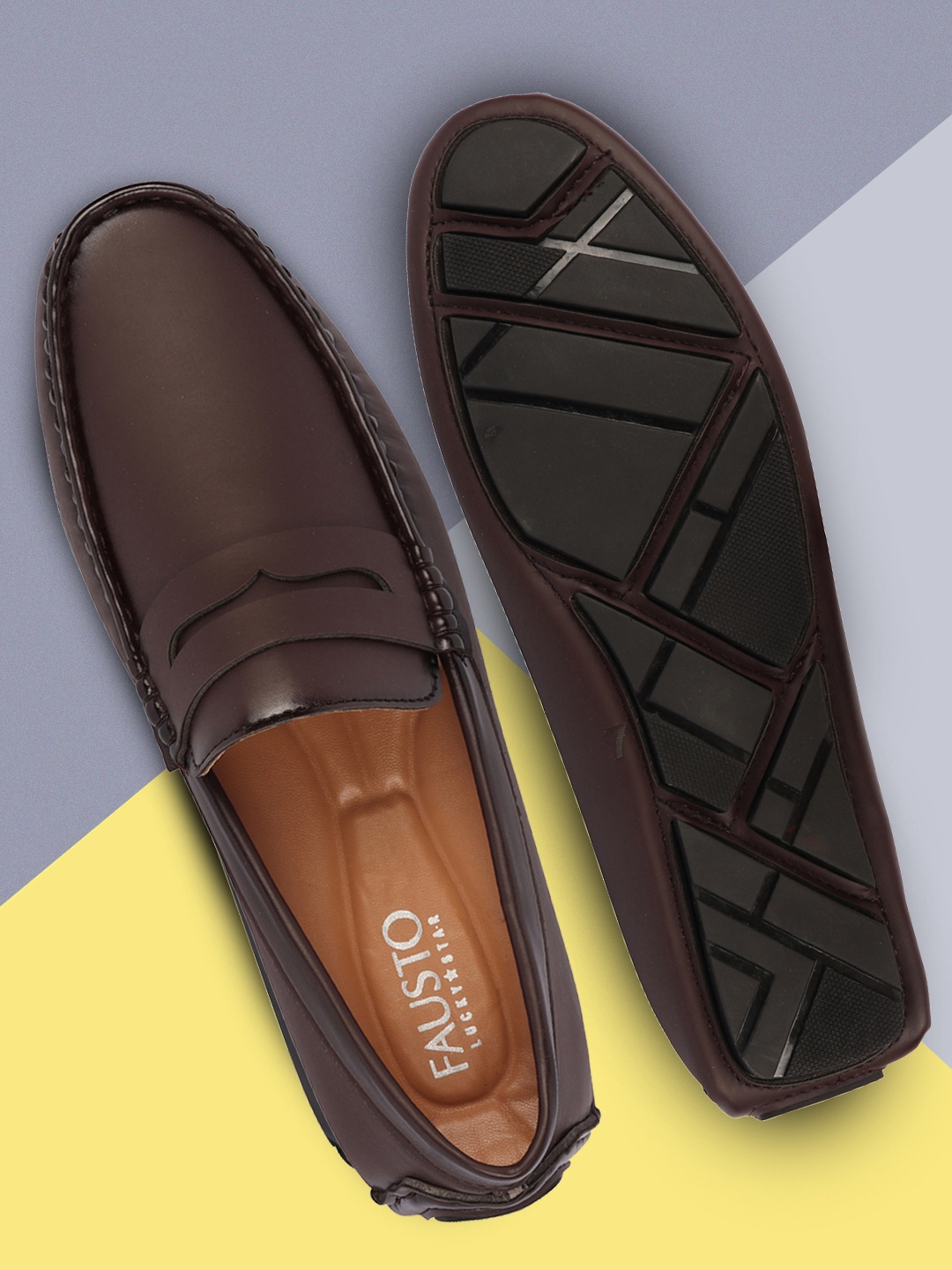 

FAUSTO Men Brown Textured PU Loafers
