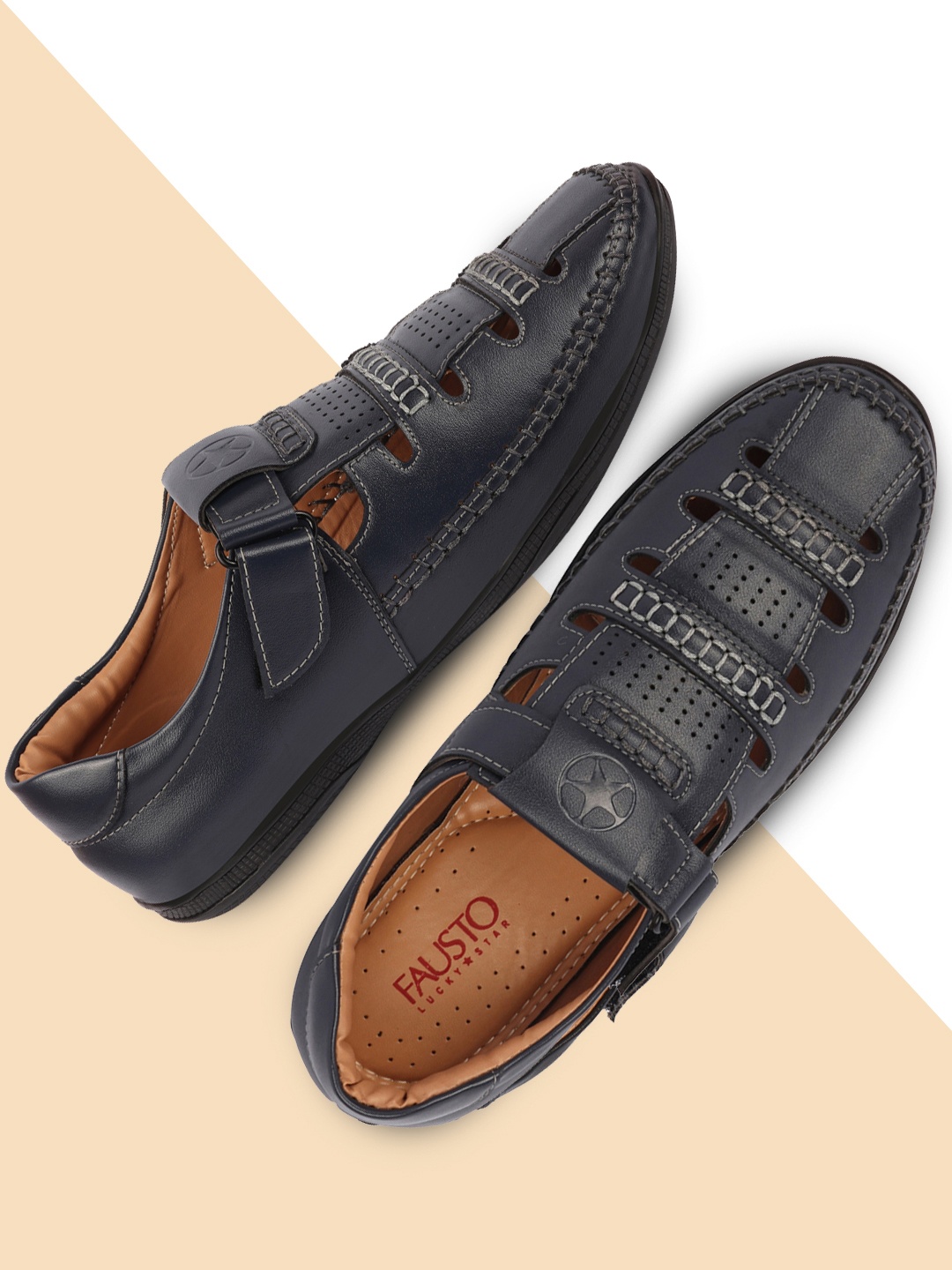 

FAUSTO Men Blue PU Comfort Sandals