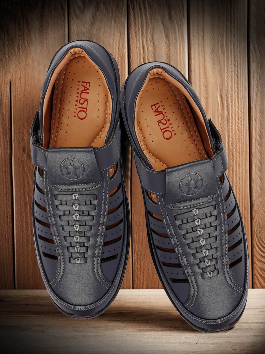

FAUSTO Men Blue PU Comfort Sandals