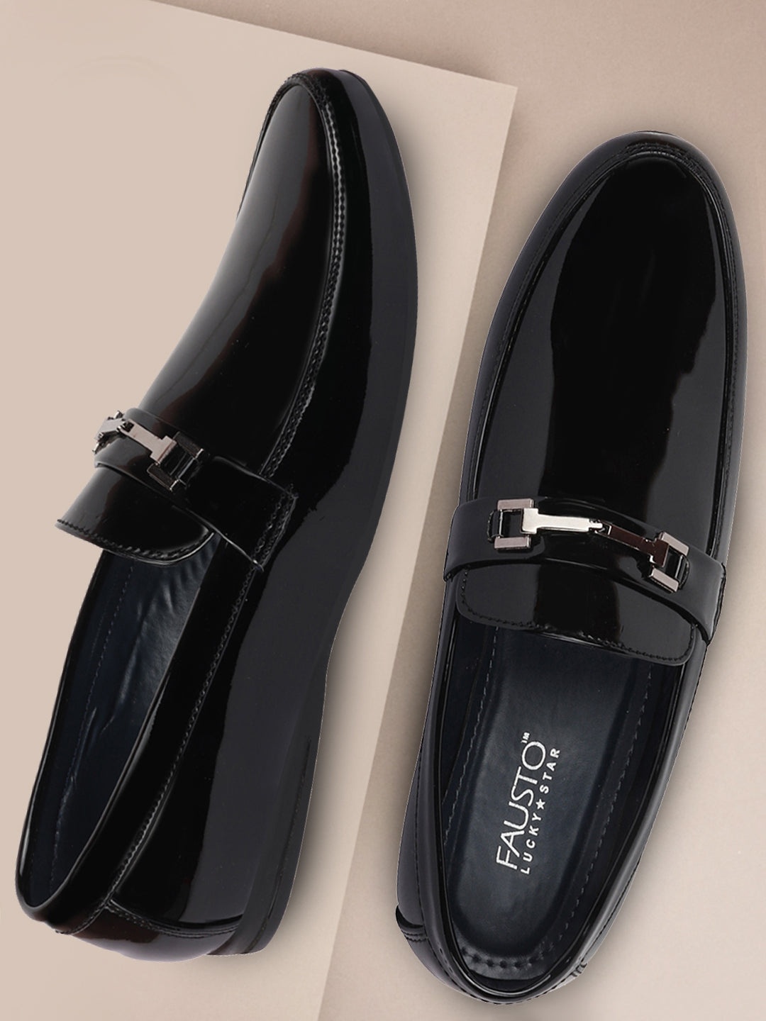 

FAUSTO Men Black Solid Formal Loafer