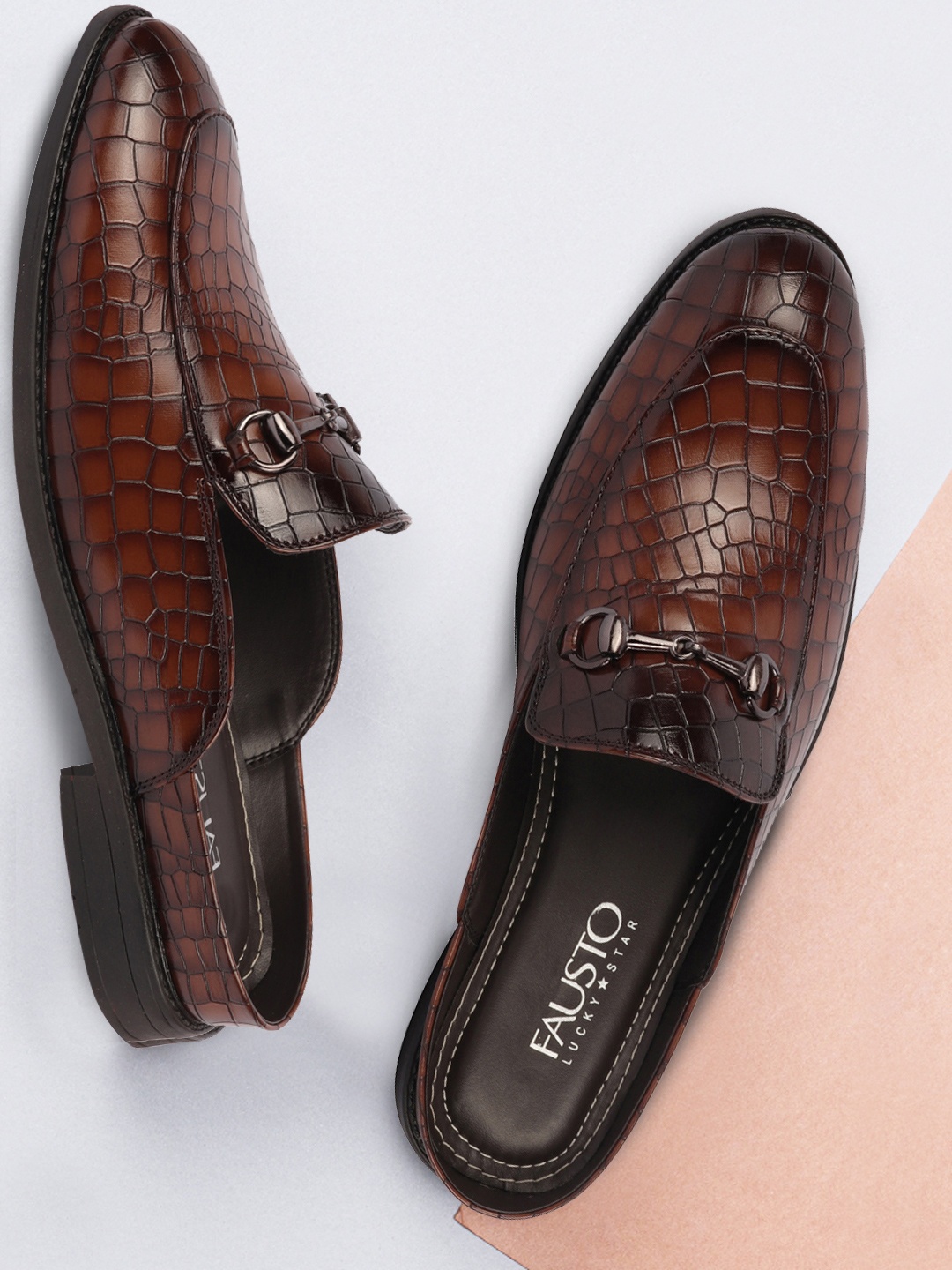 

FAUSTO Men Brown Textured Mules
