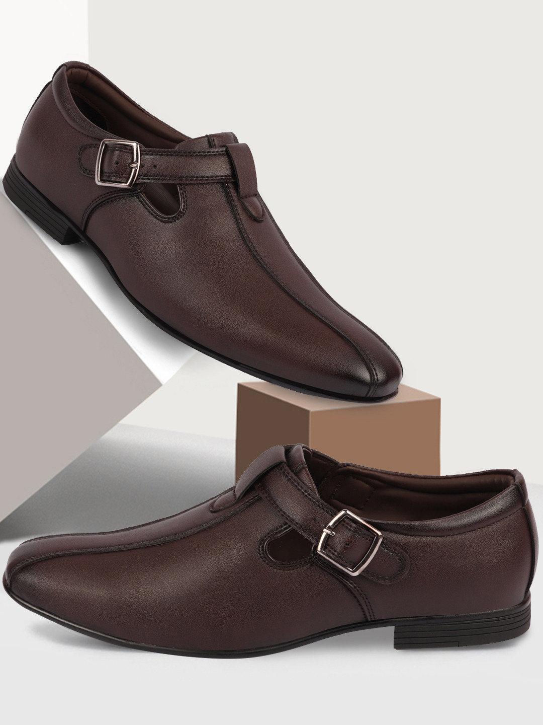 

FAUSTO Men Brown Solid Shoe-Style Sandals
