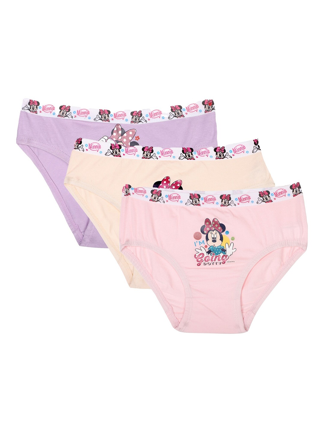 

Bodycare Kids Girls Pack Of 3 Minnie Mouse Printed Cotton Hipster Briefs, Purple