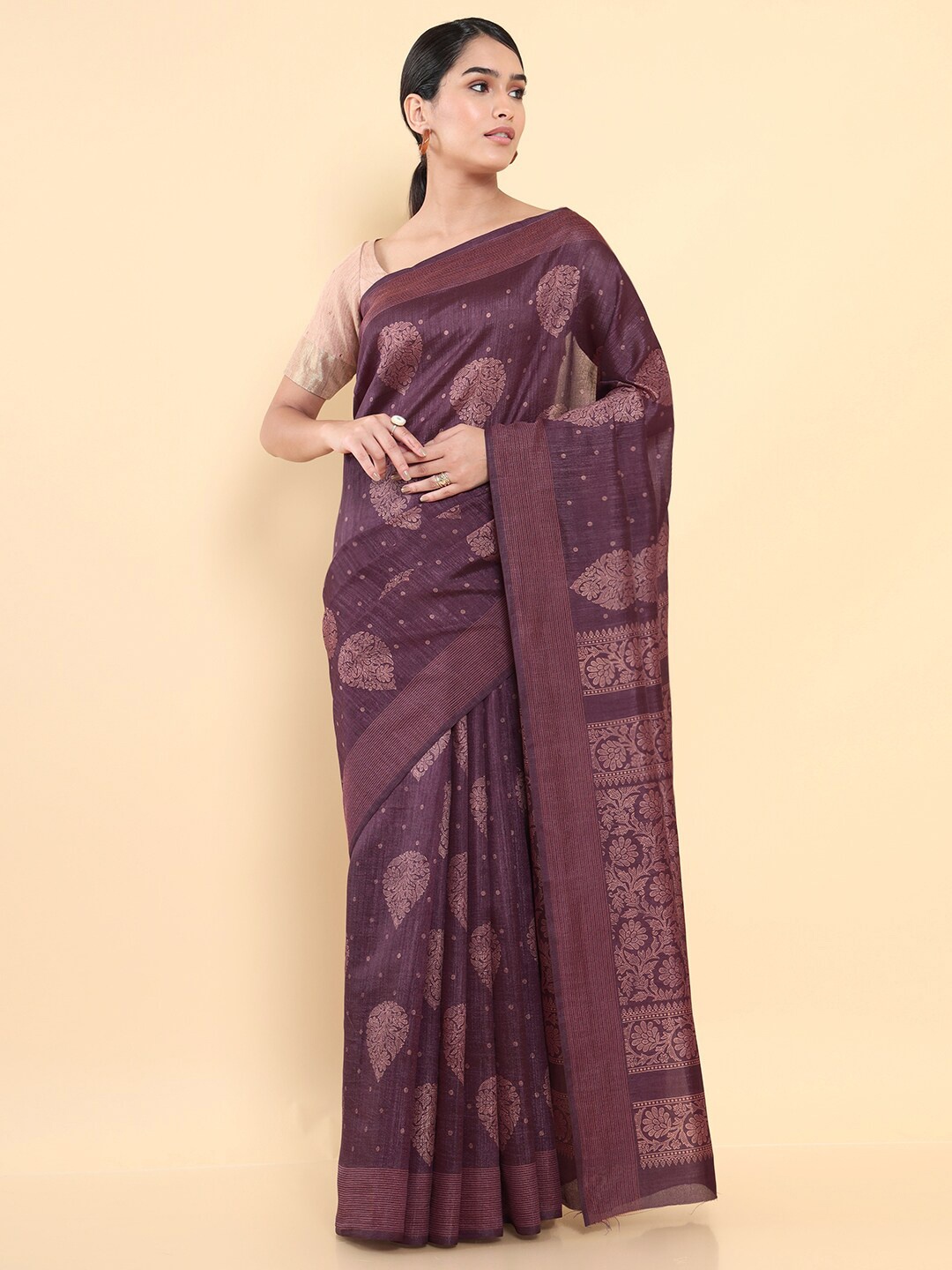 

Soch Maroon Ethnic Motifs Art Silk Saree