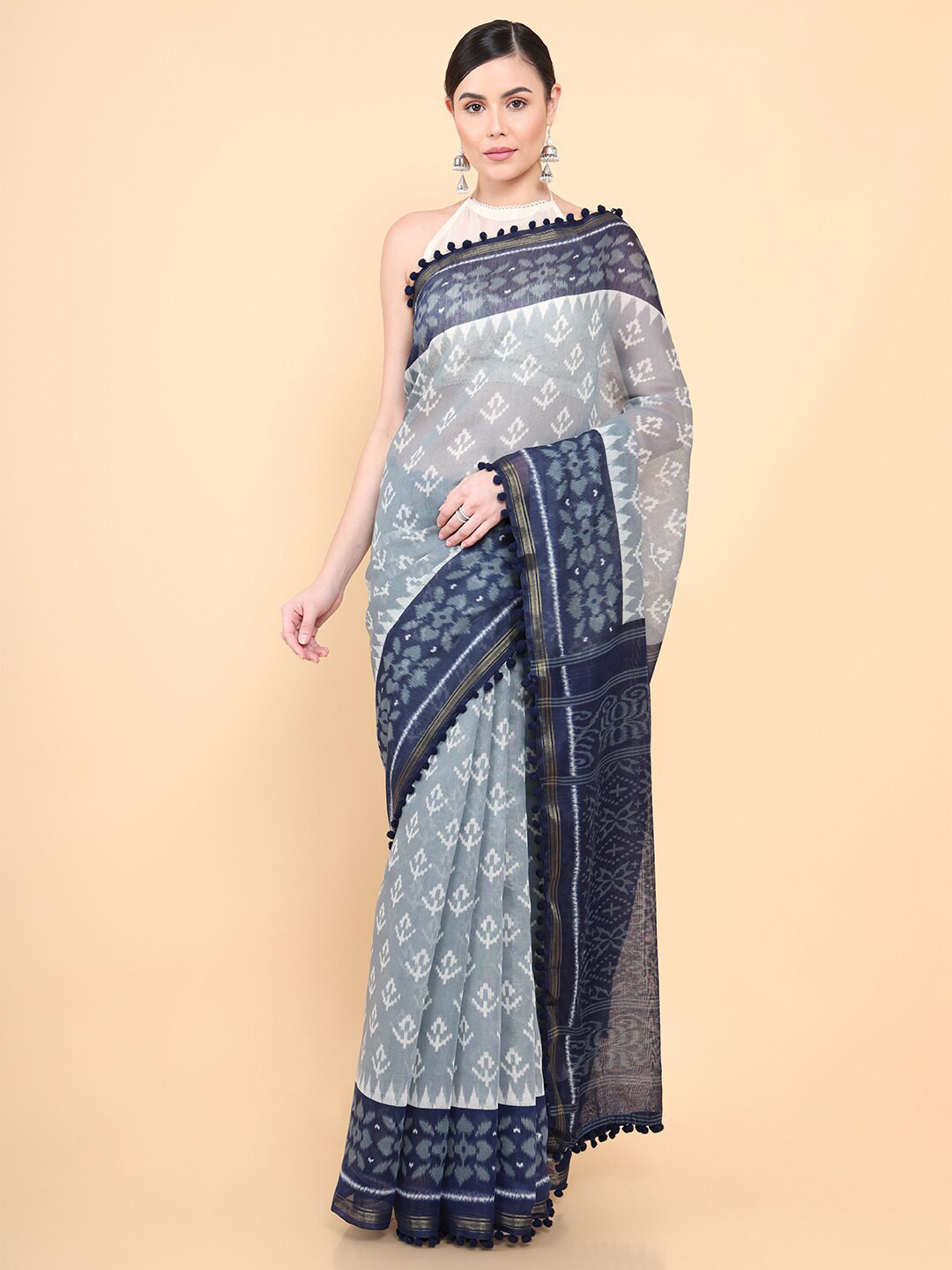 

Soch Blue & Off White Ethnic Motifs Pure Cotton Saree