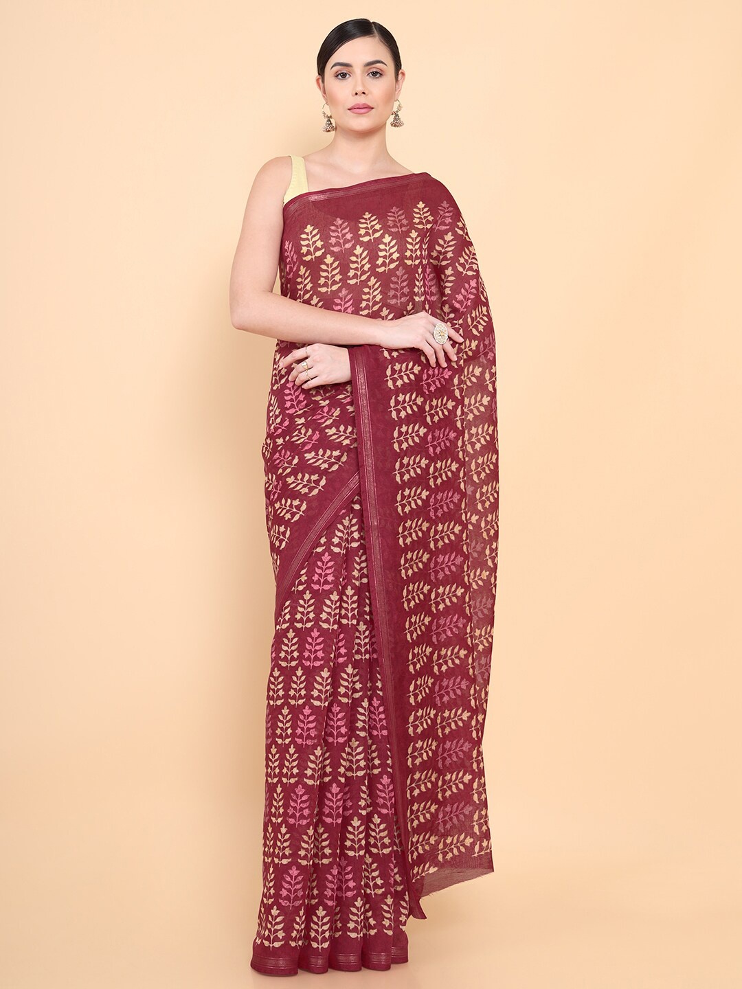 

Soch Red Ethnic Motifs Pure Silk Saree