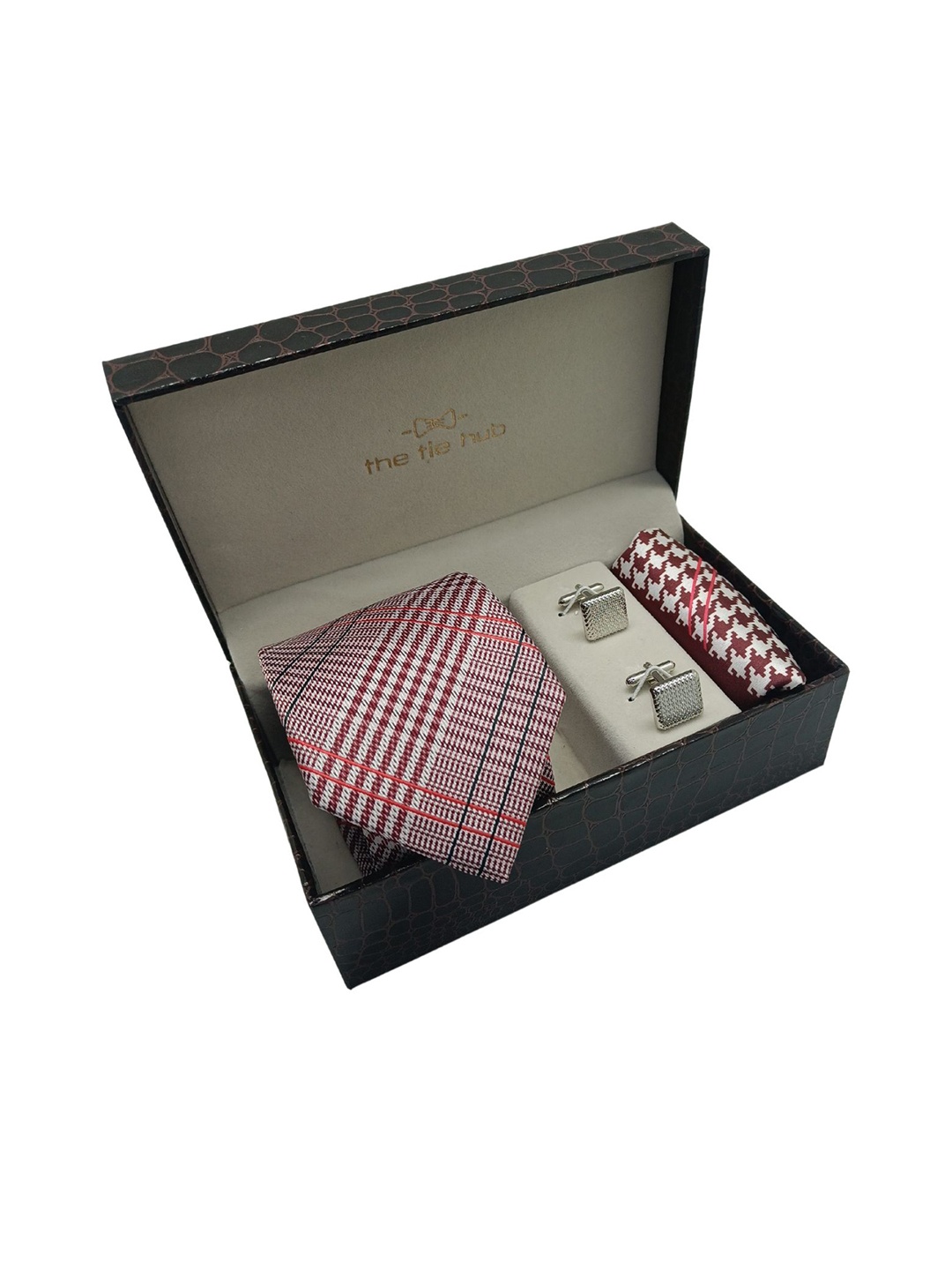 

The Tie Hub Men Maroon Printed Accessory Gift Set