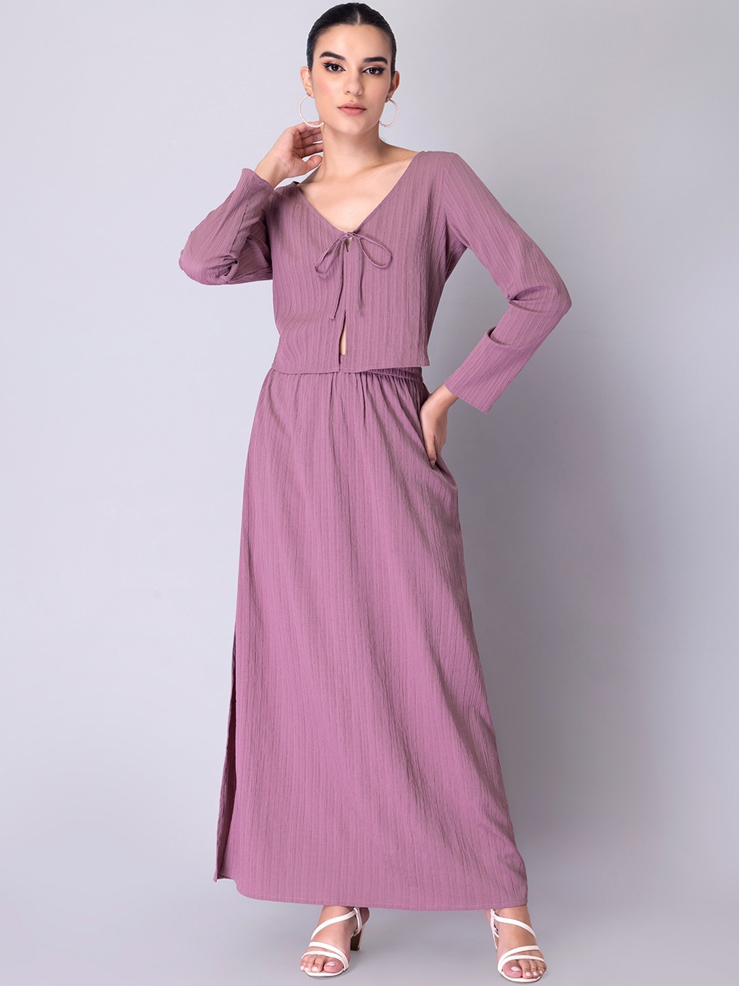 

FabAlley Women Purple Solid Co-Ords