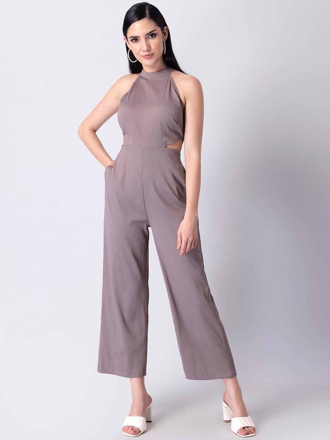 

FabAlley Purple Halter Neck Basic Jumpsuit
